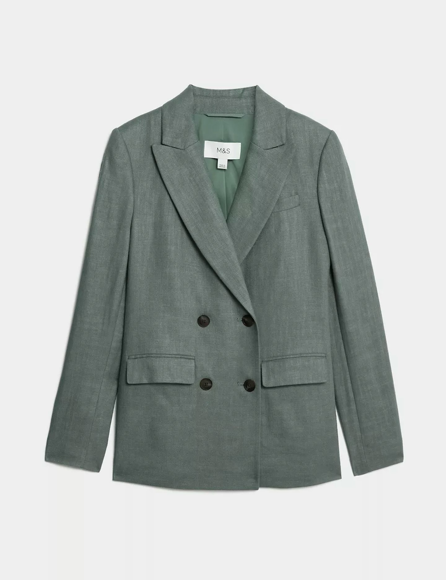 M&S, Linen Rich Tailored Double-Breasted Blazer 