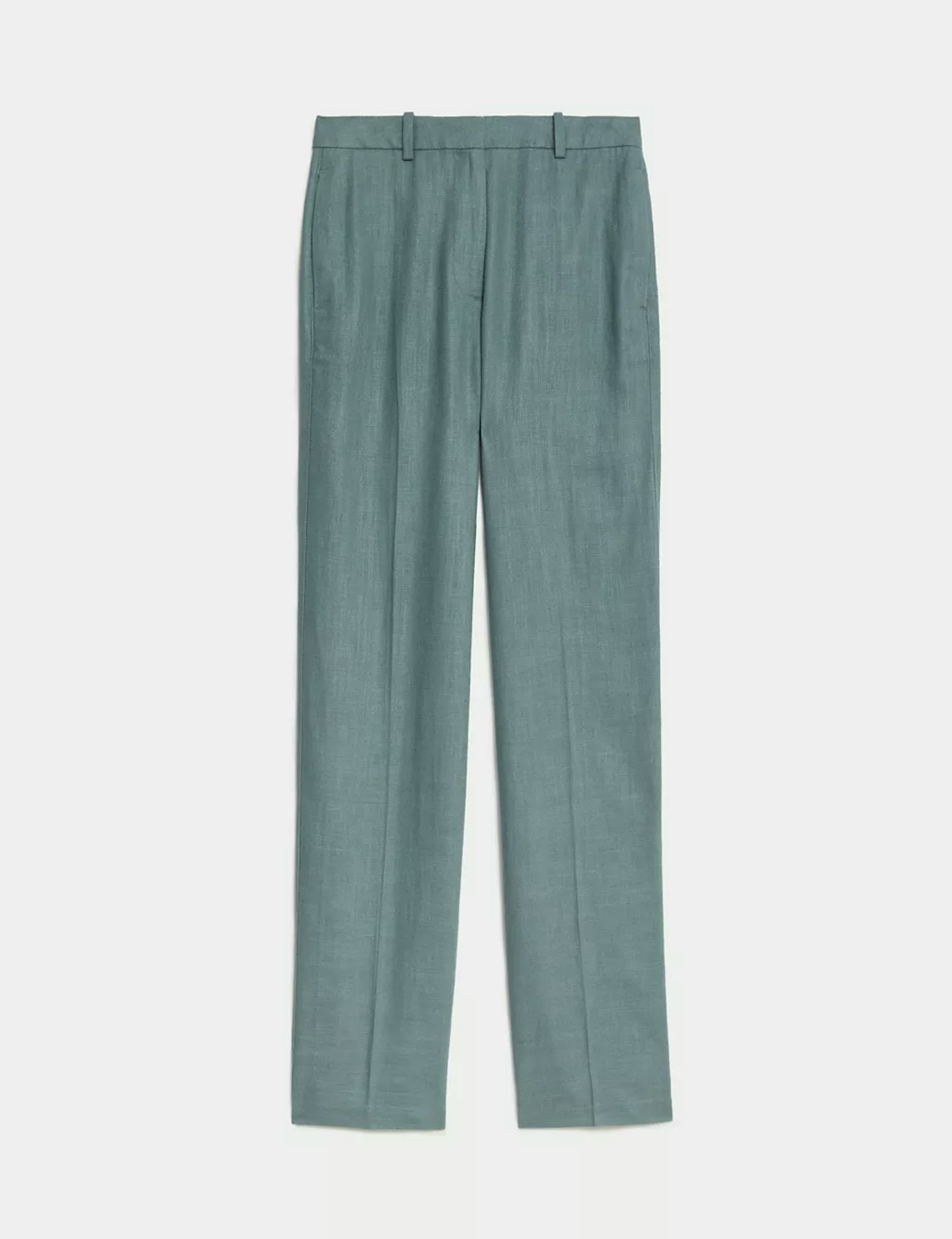 M&S, Linen-Rich Pleat-Front Straight-Leg Trousers