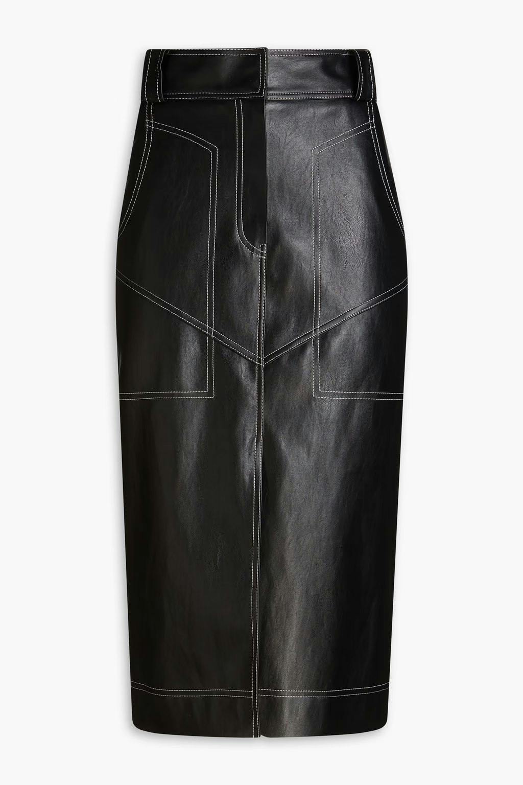 Black leather skirt edgy best sale