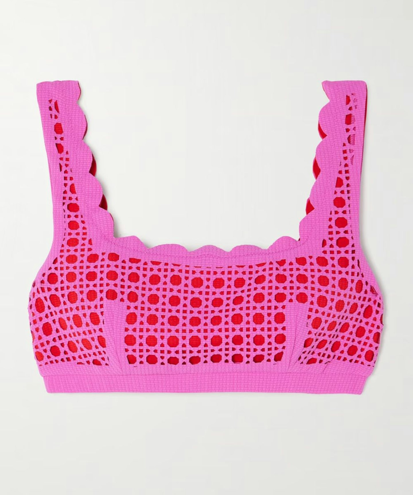 Palm Springs Scalloped Laser-Cut Seersucker Bikini Top