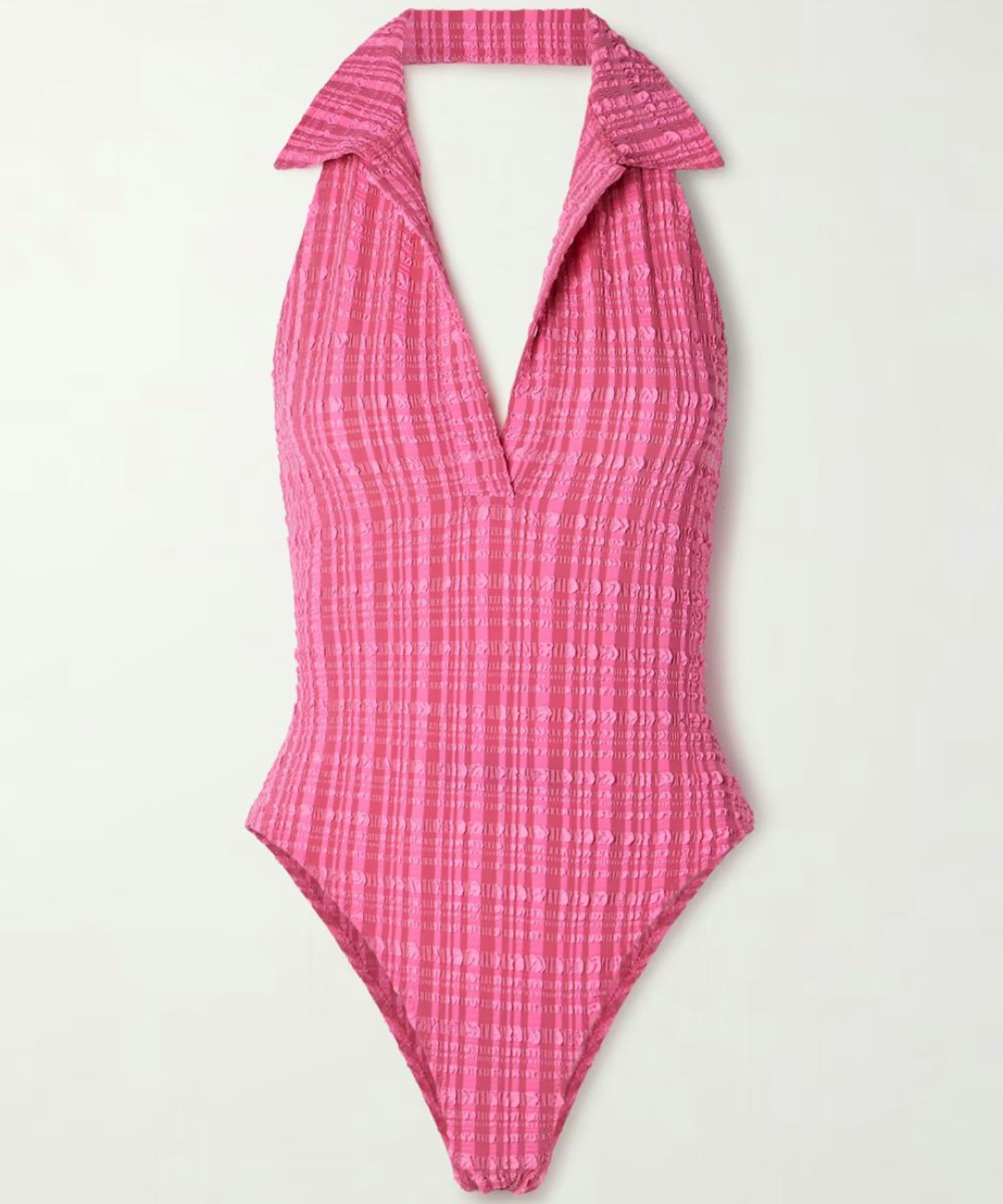 Polo Striped Seersucker Halterneck Swimsuit