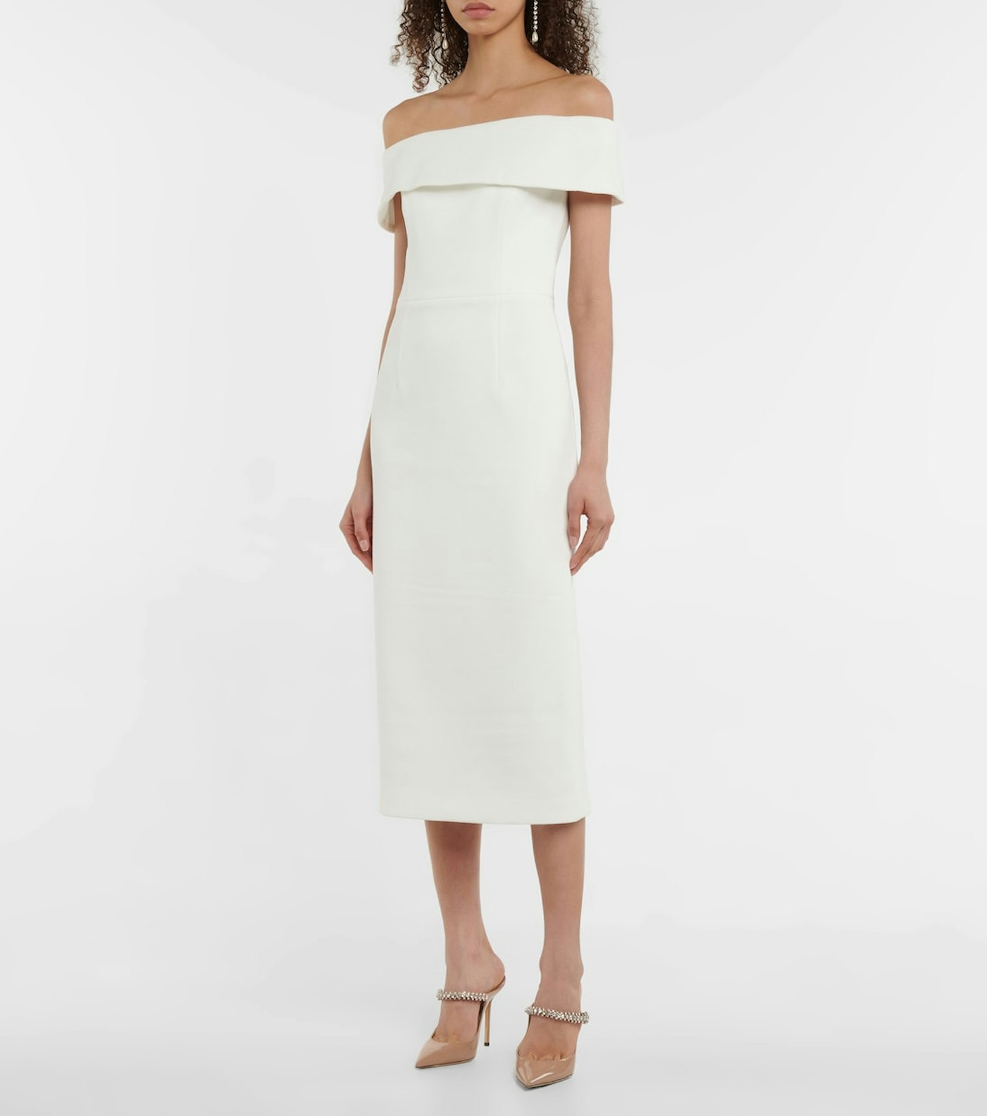 Rebecca Vallance, Bridal Amore Off-Shoulder Crepe Midi Dress