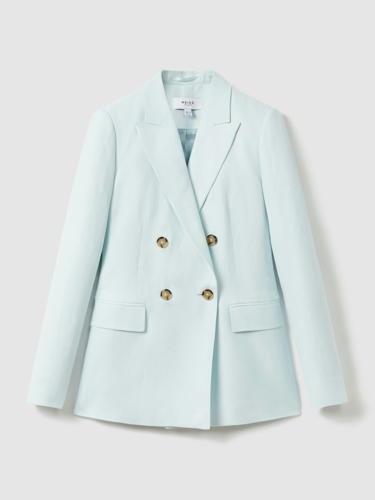 Reiss, Lori Viscose Linen Double-Breasted Suit Blazer