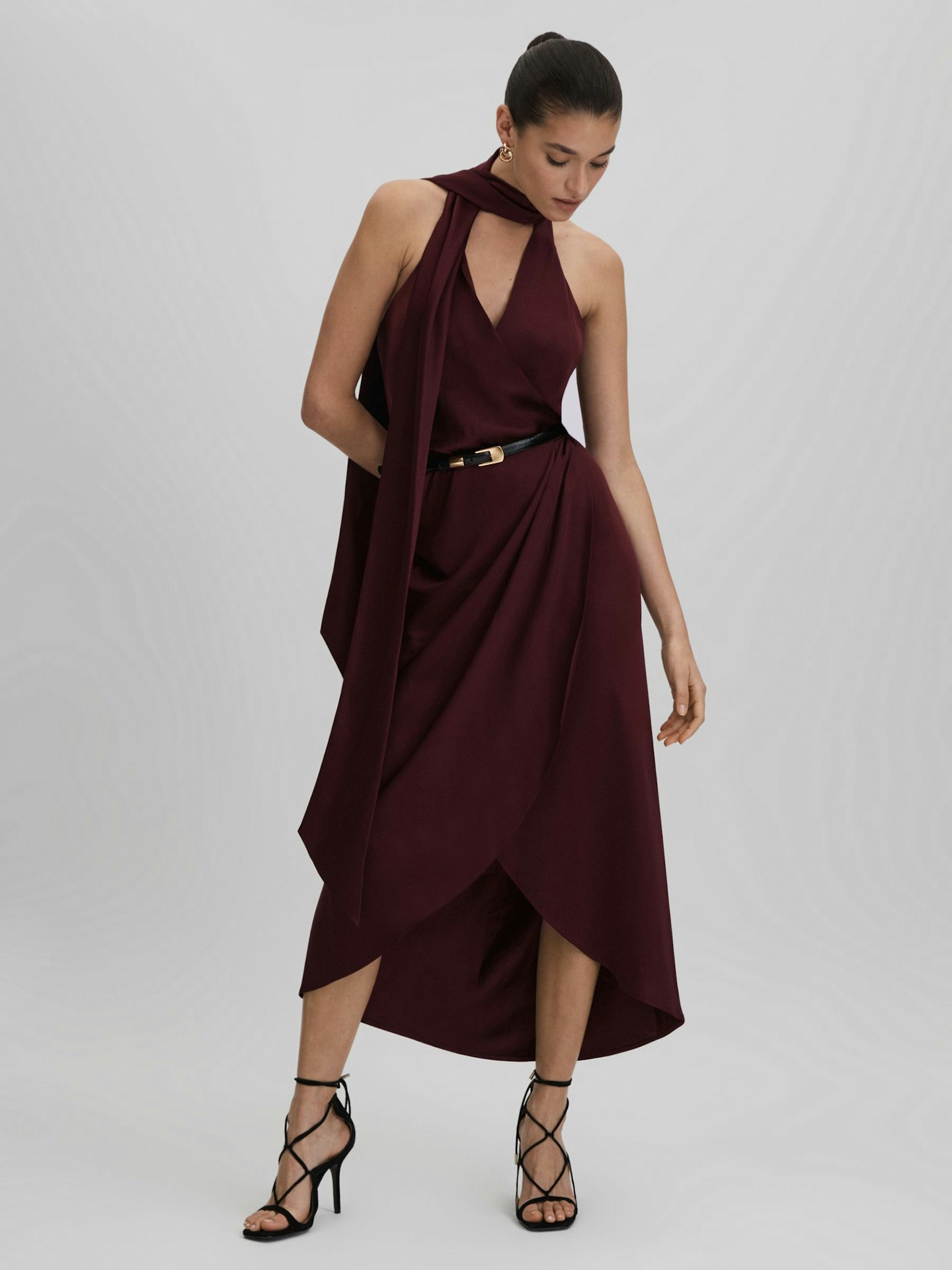 Reiss, Tayla Satin Wrap-Front Midi Dress