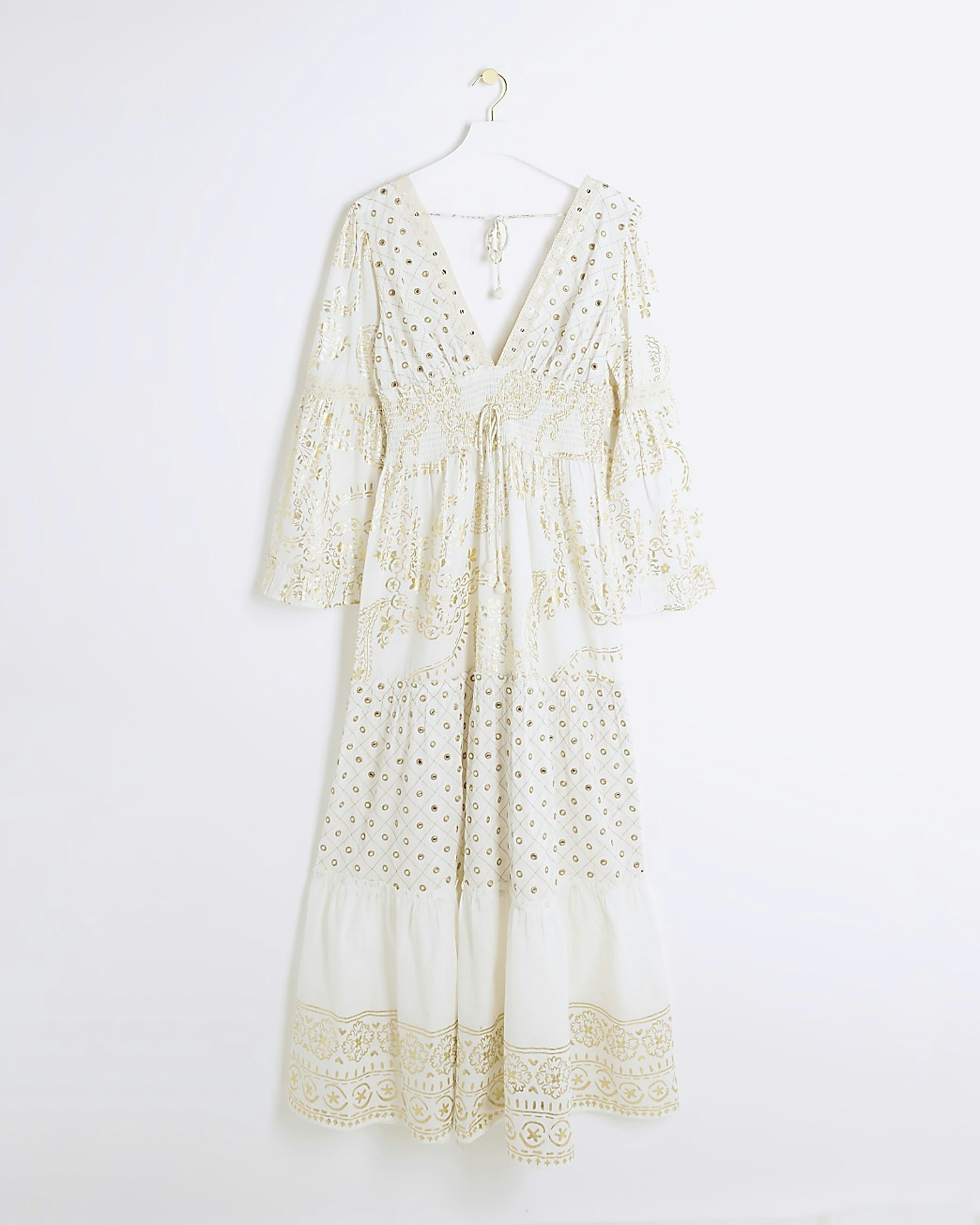 River Island, Cream Paisley Embellished Beach Maxi