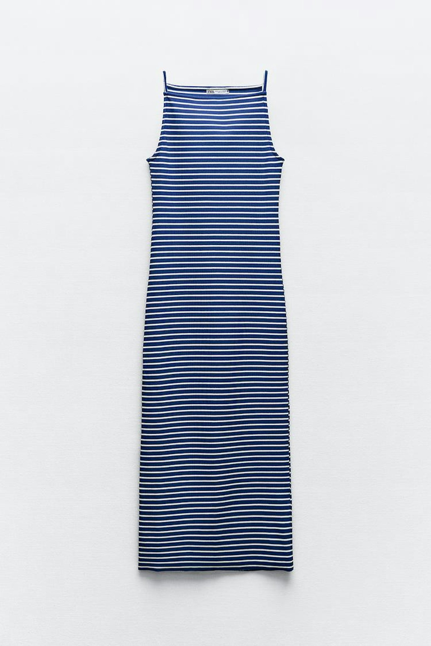 Zara, Striped Ribbed Midi Dress
