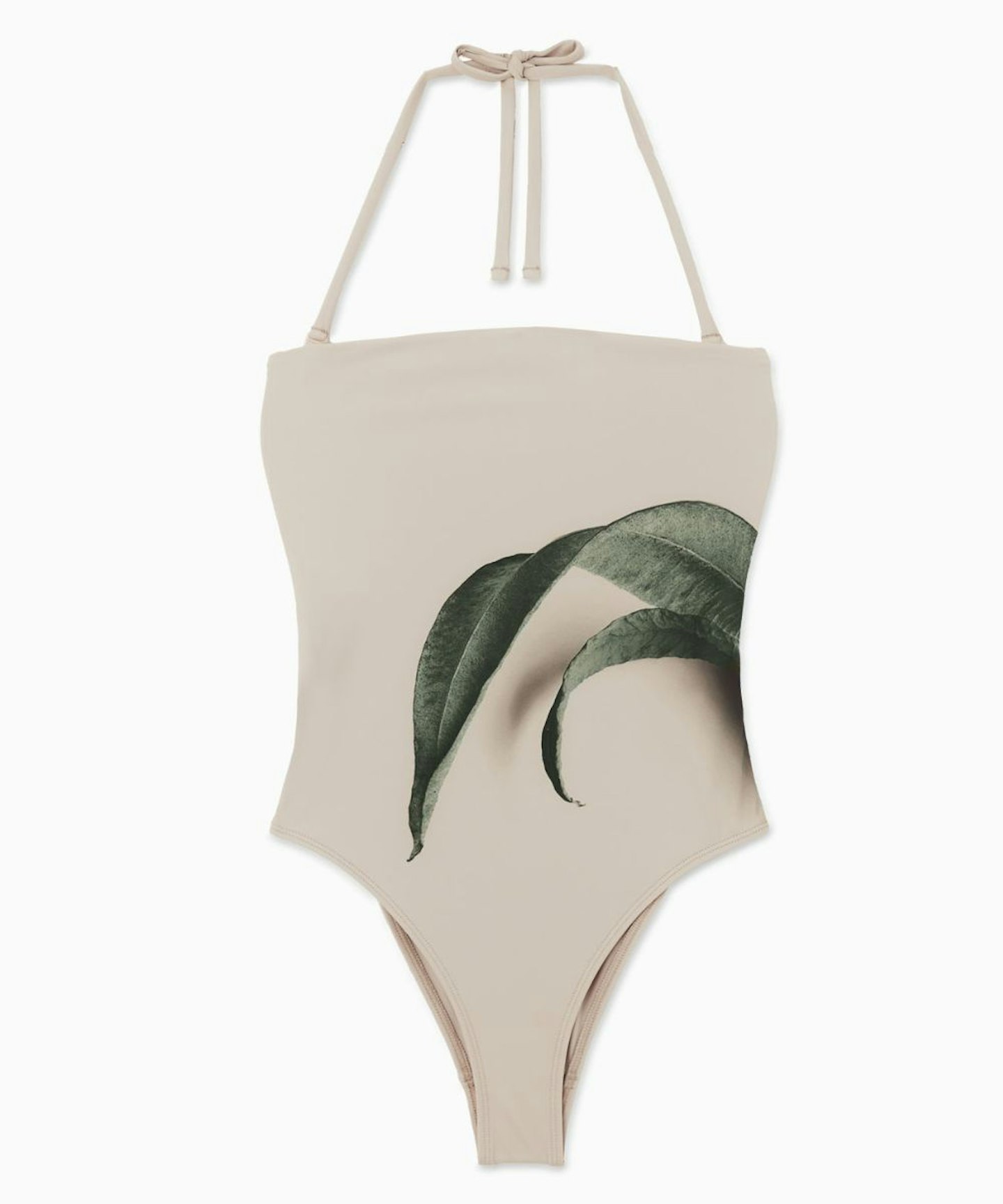 Leaf-Print Bandeau Swimsuit
