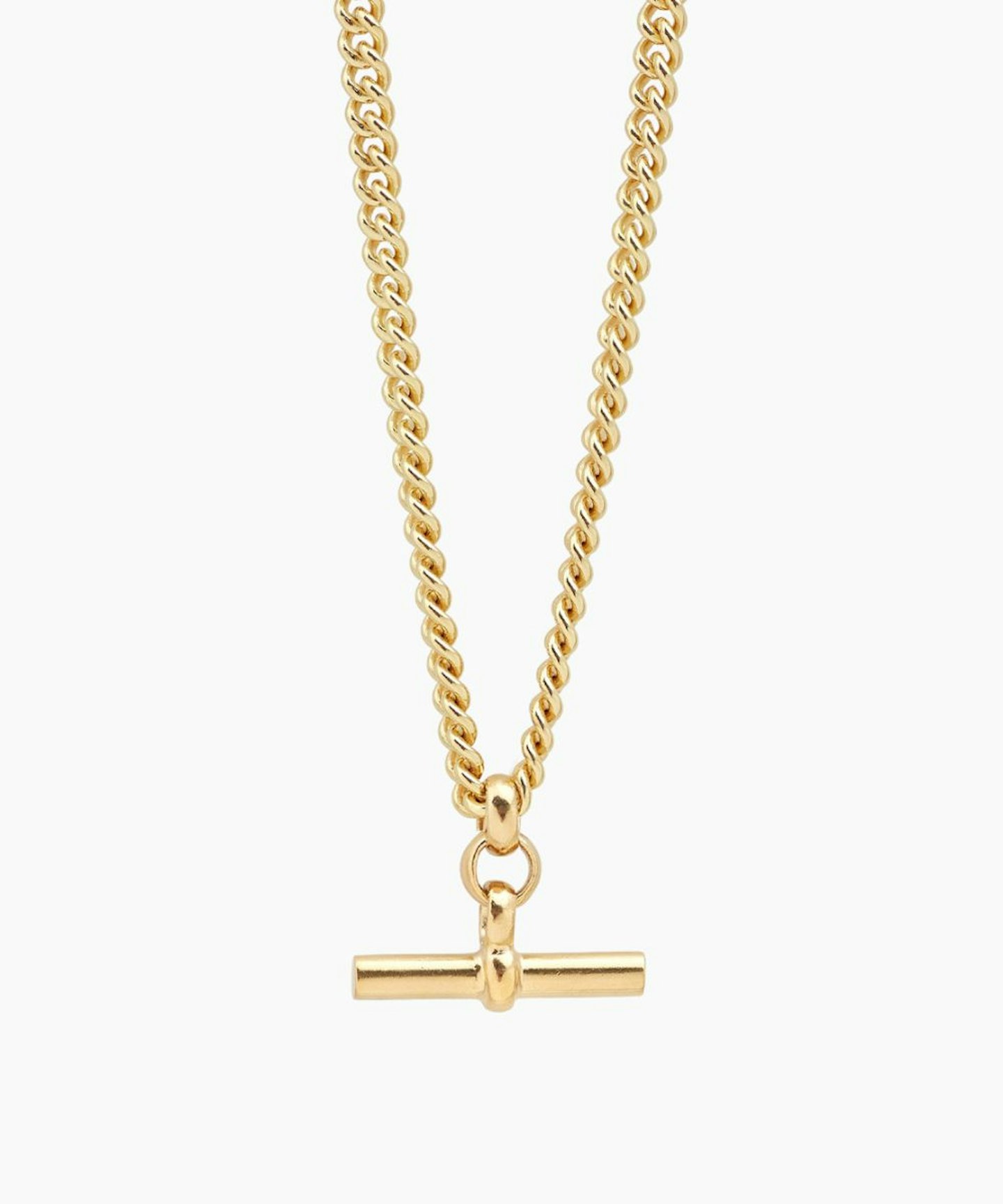 Gold T-Bar Curb Link Necklace