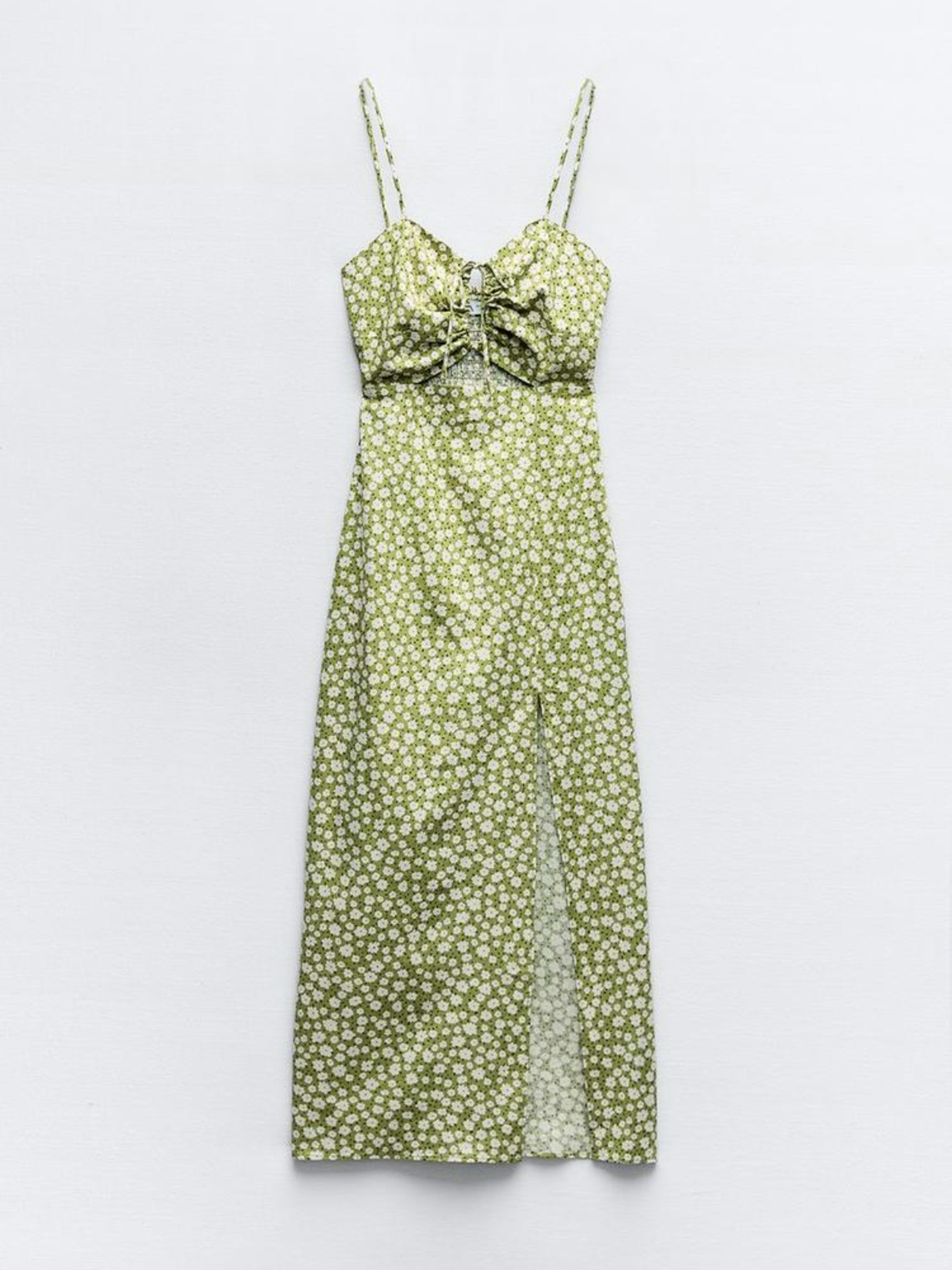 Zara, Linen Blend Floral Print Midi Dress