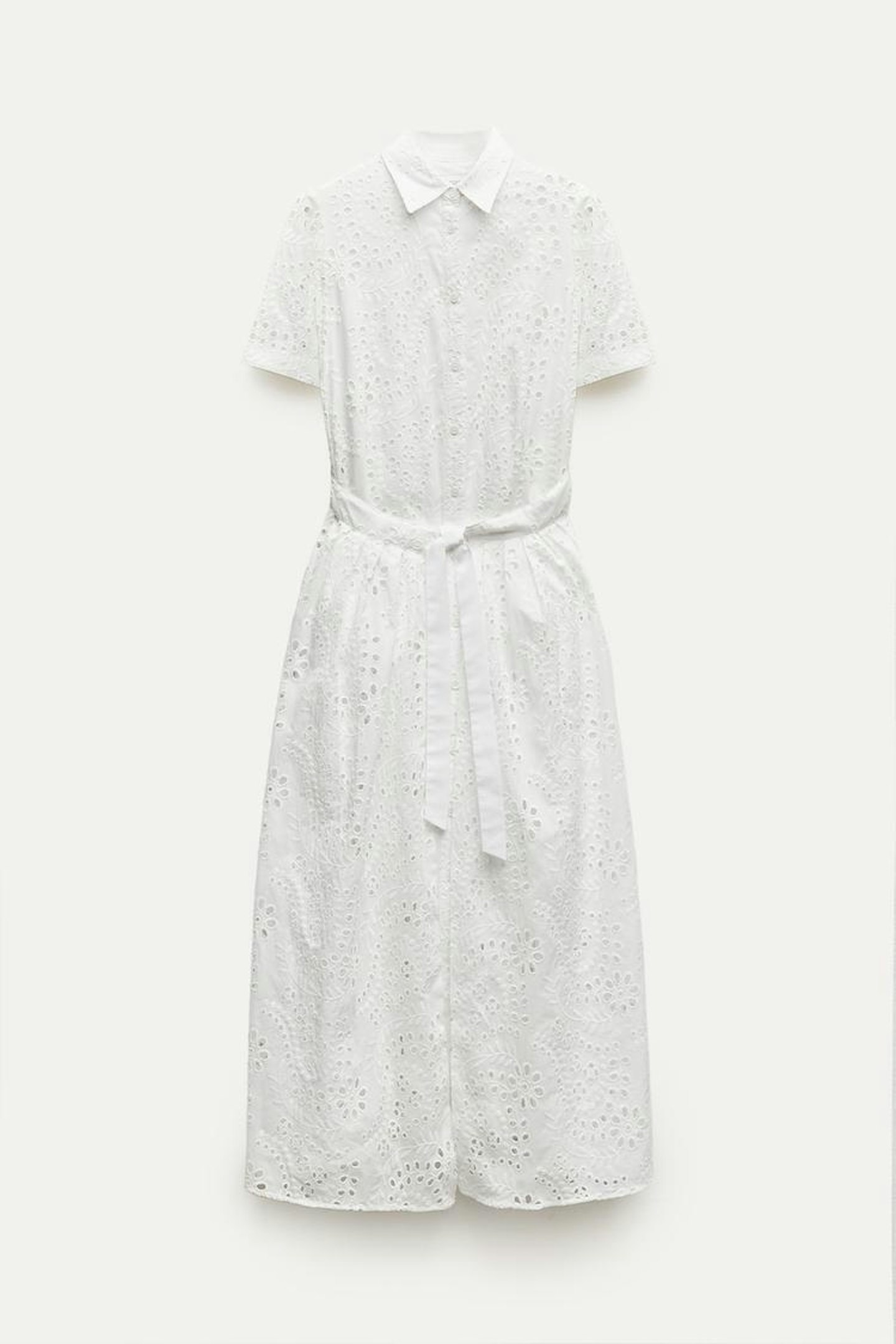 Zara, Embroidered Shirt Dress