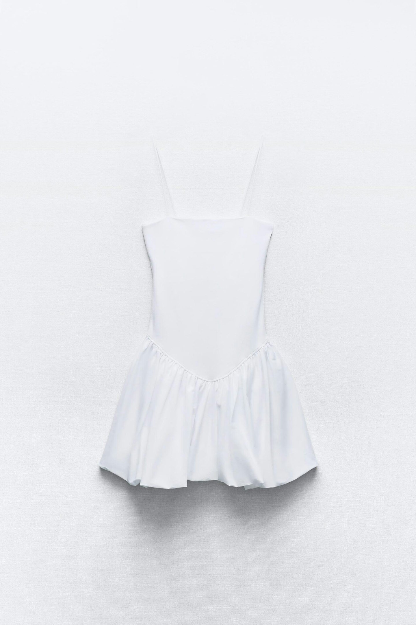 Zara Contrast Ribbed Poplin Puff Dress