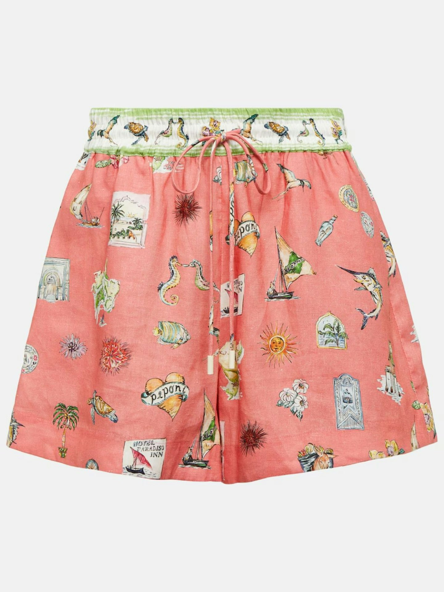 ALÉMAIS Printed Linen Shorts