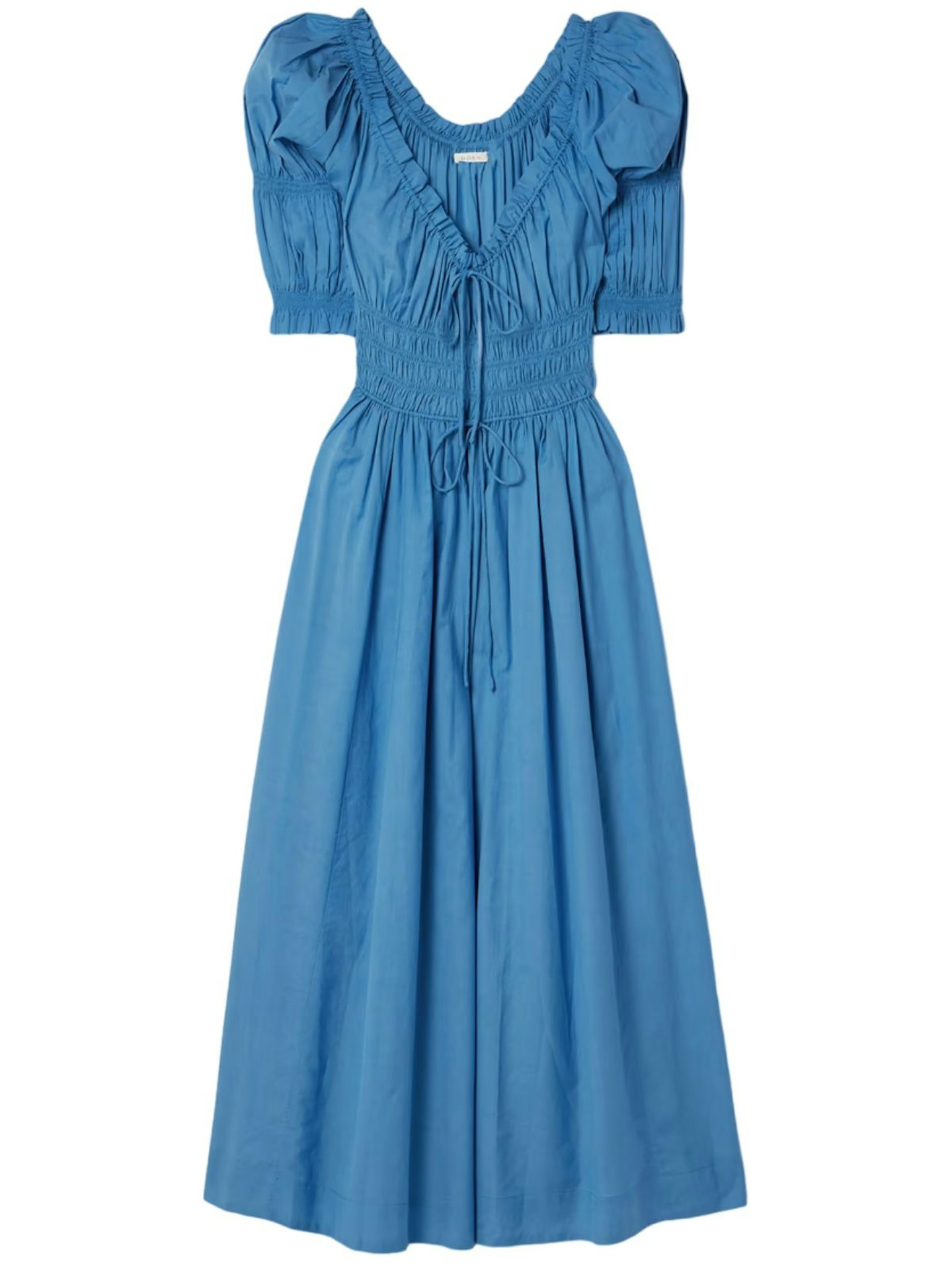 DÔEN Ischia Shirred Cotton-Blend Voile Midi Dress
