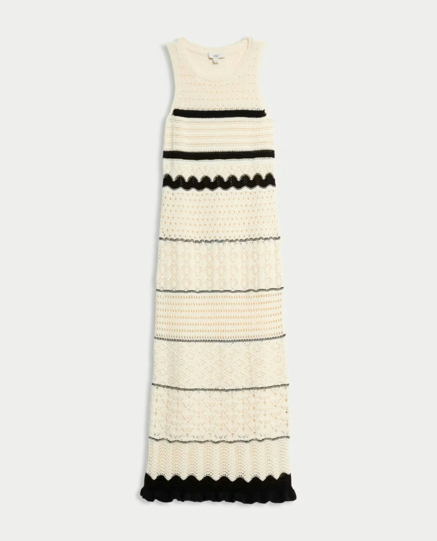 Cotton Blend Knitted Round Neck Midi Dress