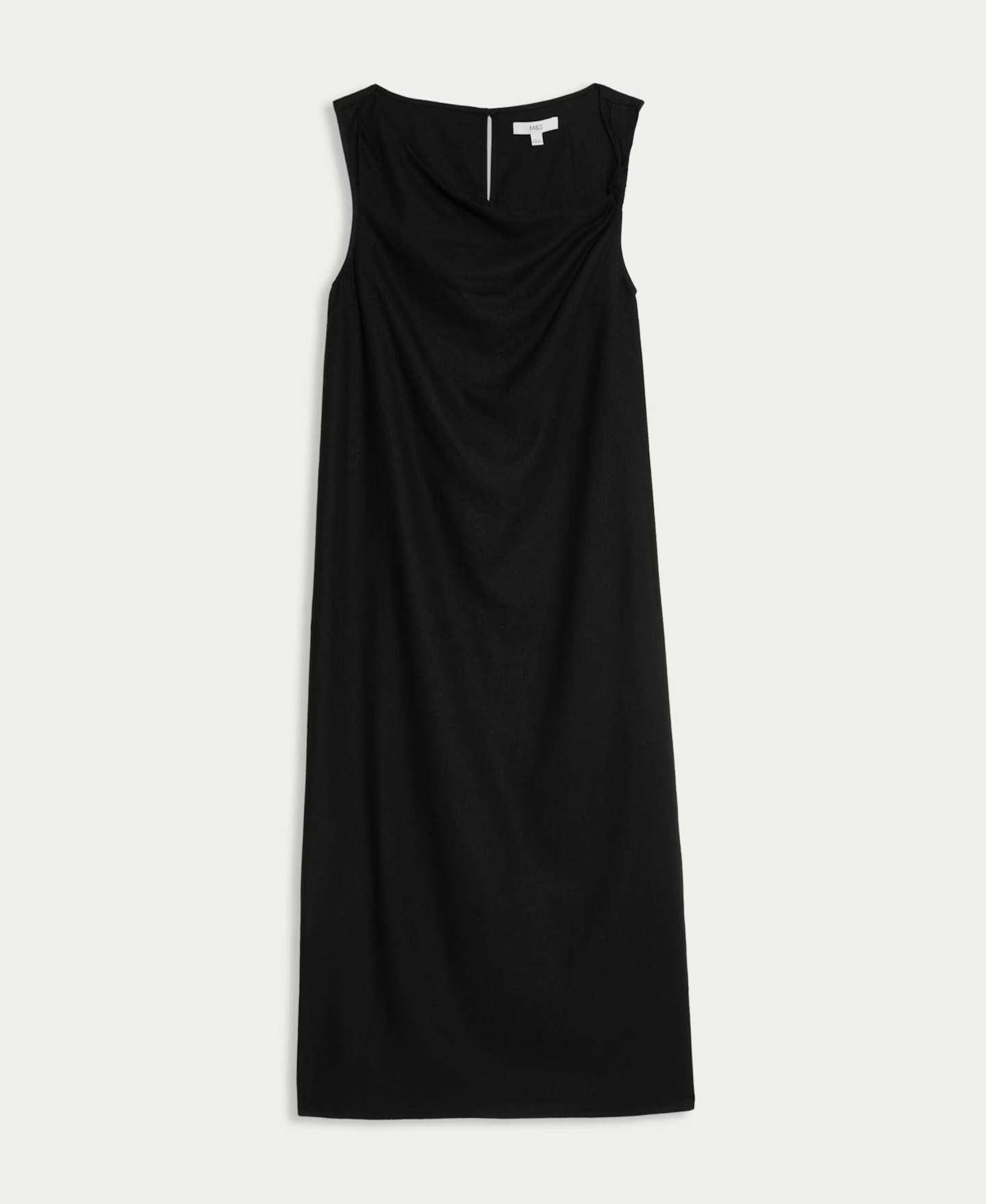 Linen Rich Tie Neck Midaxi Shift Dress