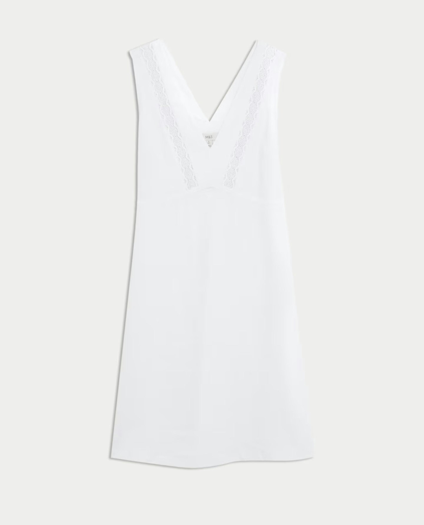 Linen Rich V-Neck Mini Shift Dress