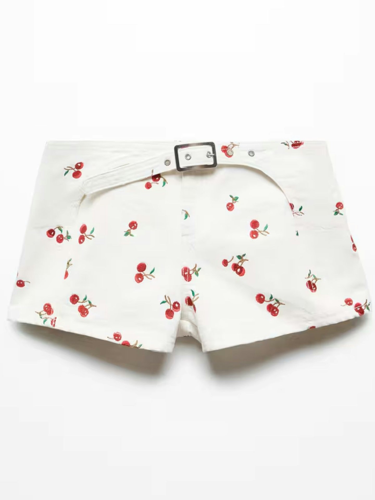 Mango Belted Embroidered Shorts