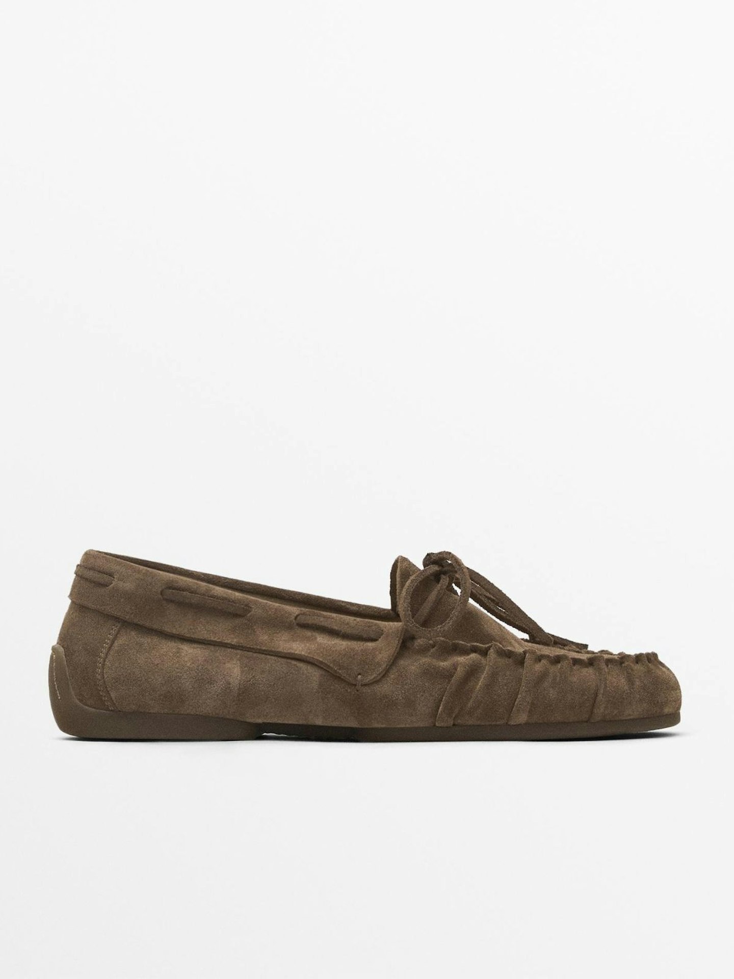 Massimo Dutti, Gathered Split Suede Loafers