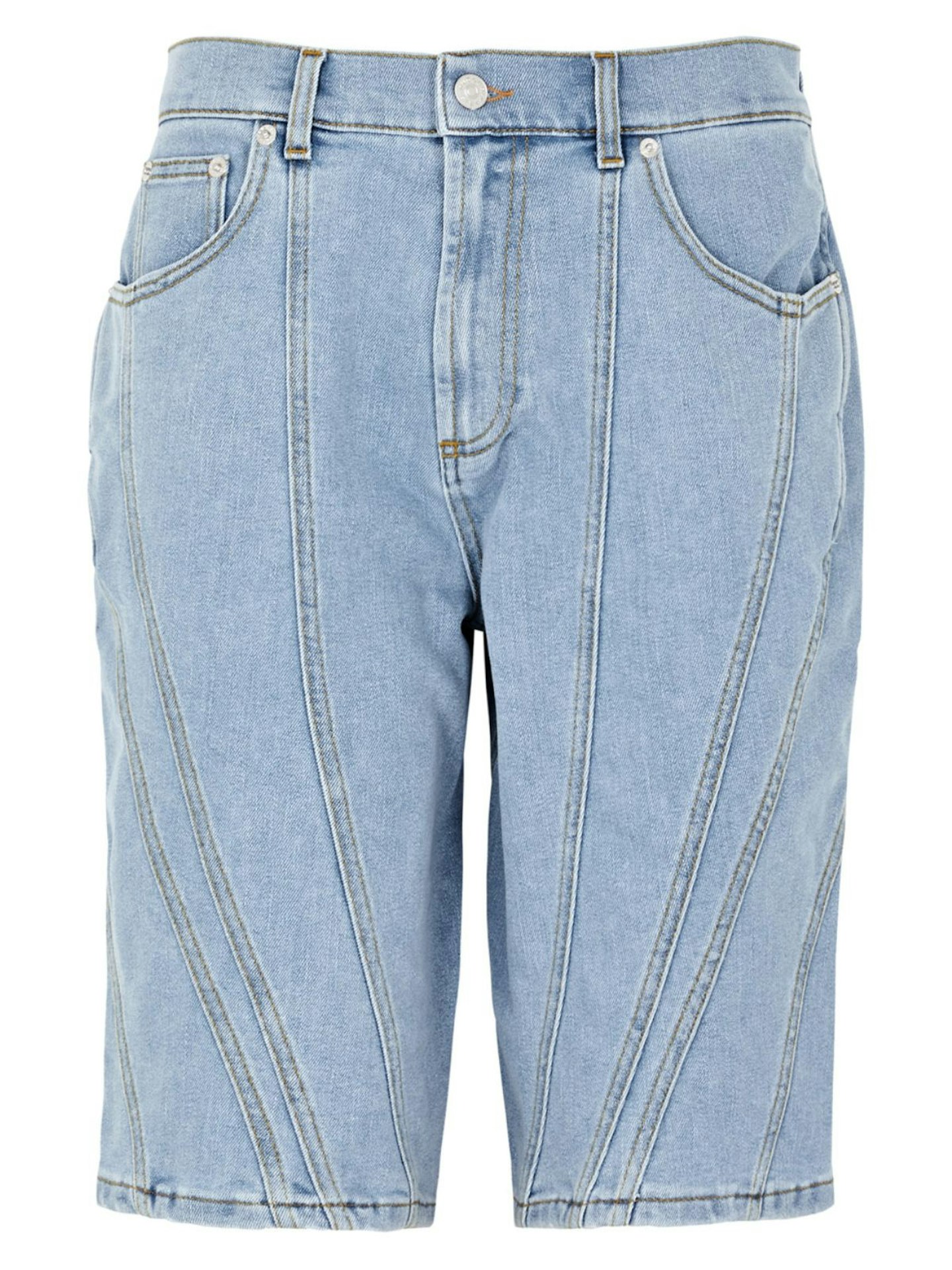 Mugler Panelled Denim Longline Shorts