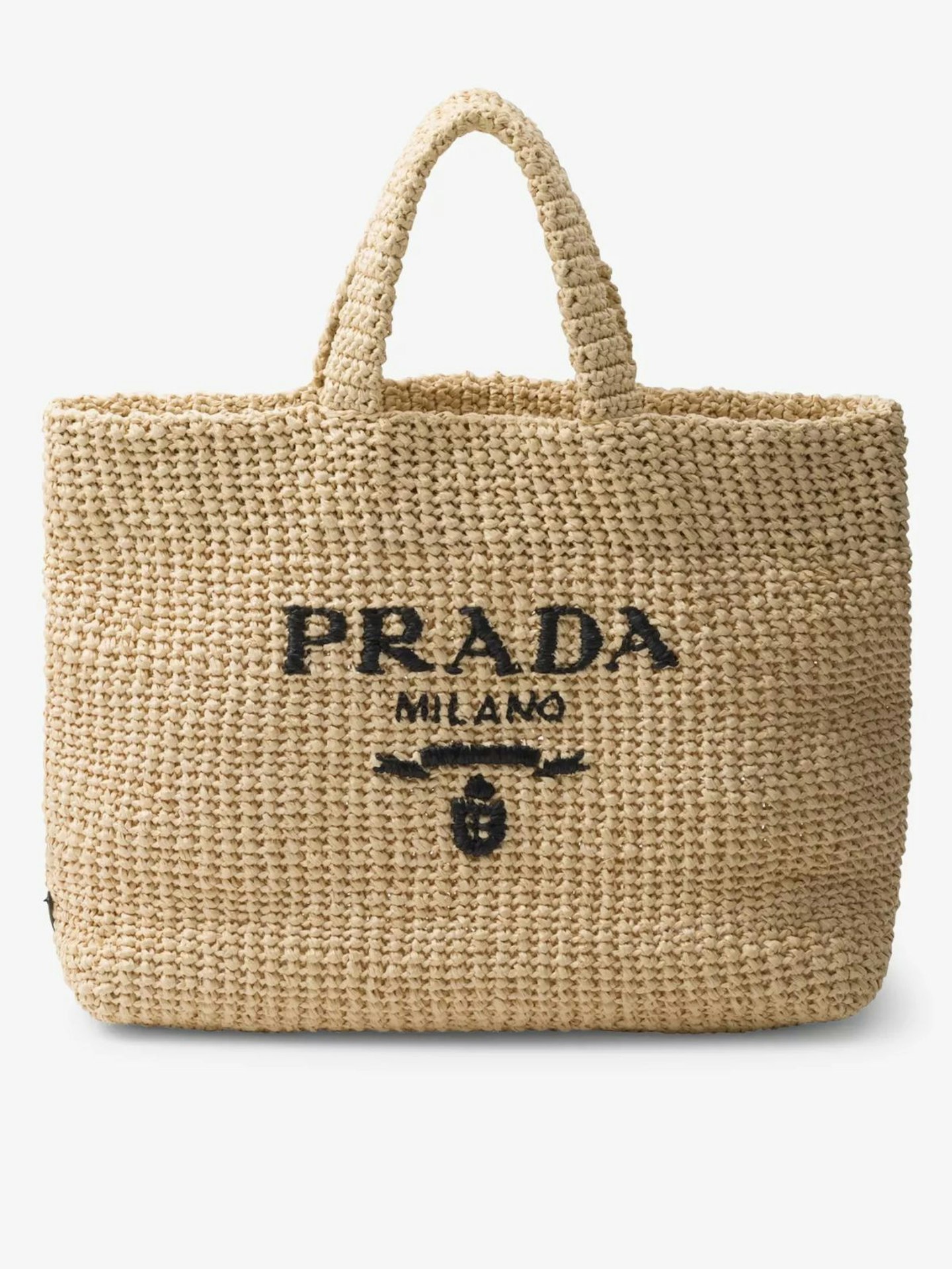 Prada Logo-Embroidered Crochet Tote Bag