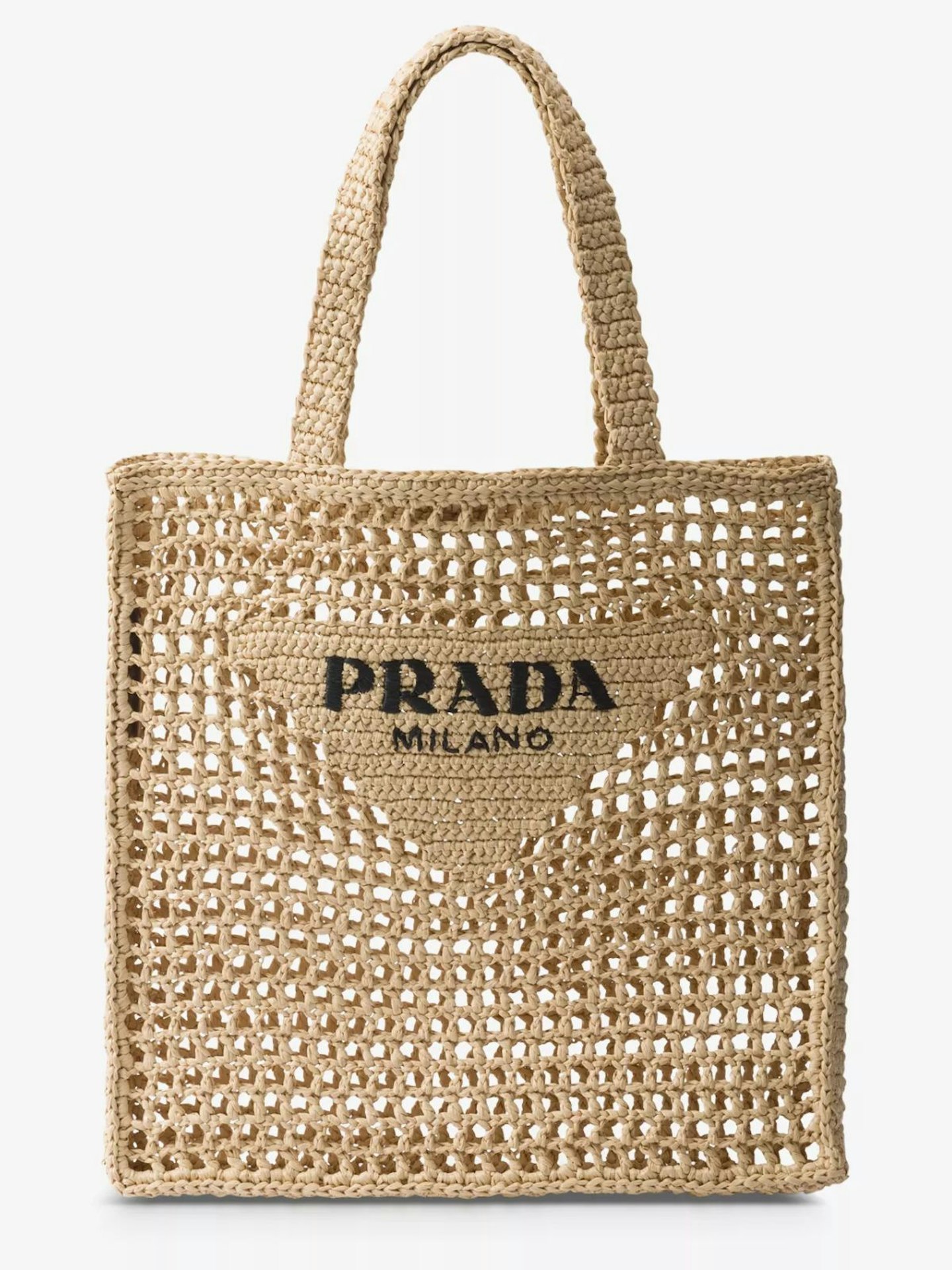 Prada Logo-Embroidered Crochet Tote Bag