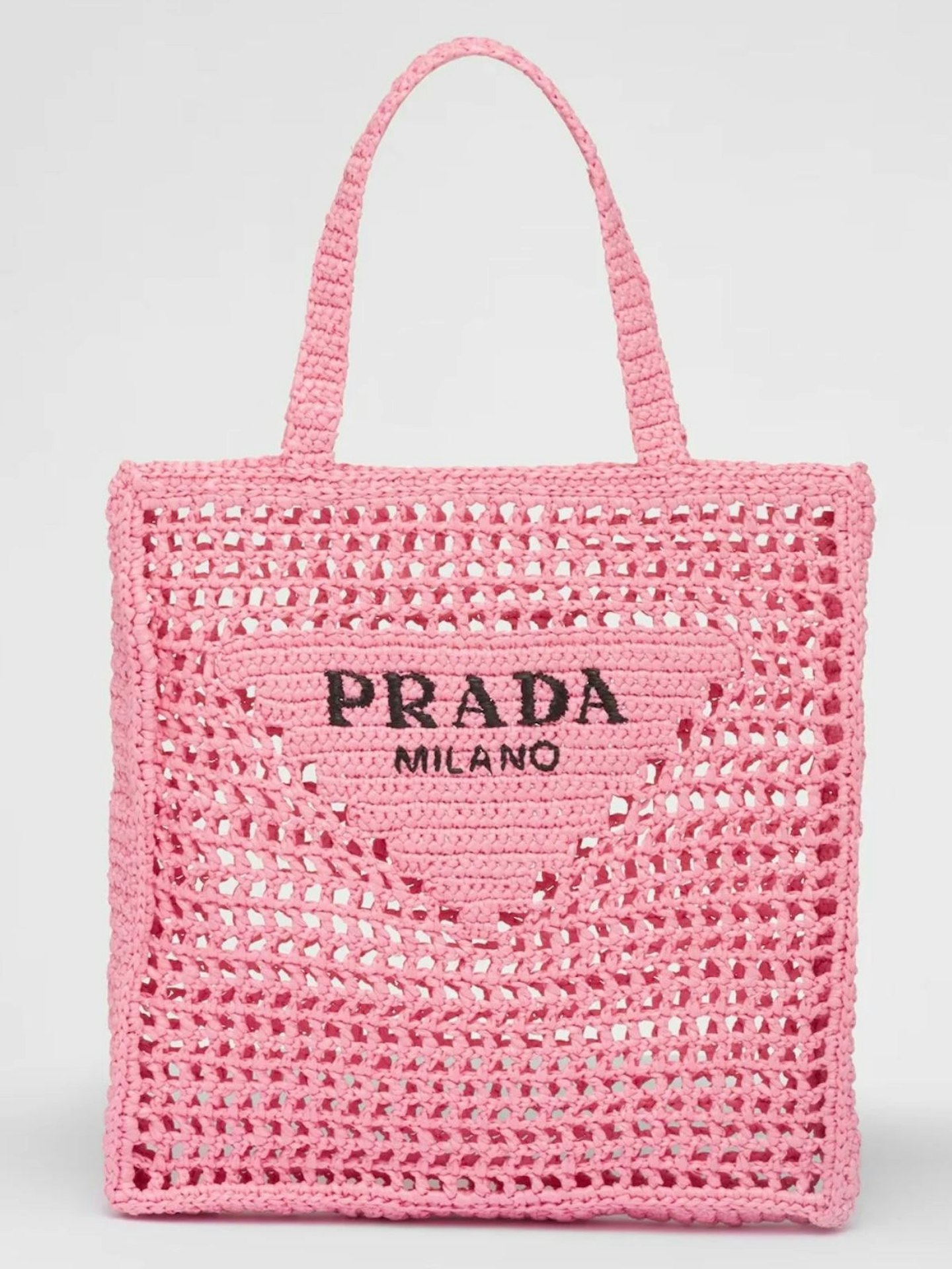 Prada Rafia Logo Shopping Bag