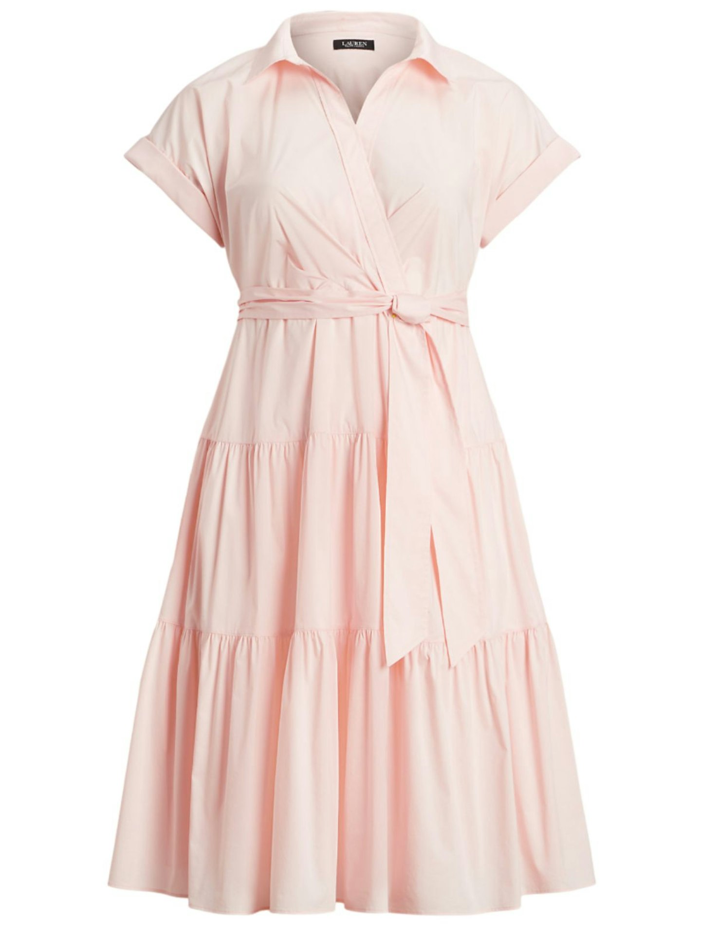 Ralph Lauren Belted Cotton-Blend Tiered Dress