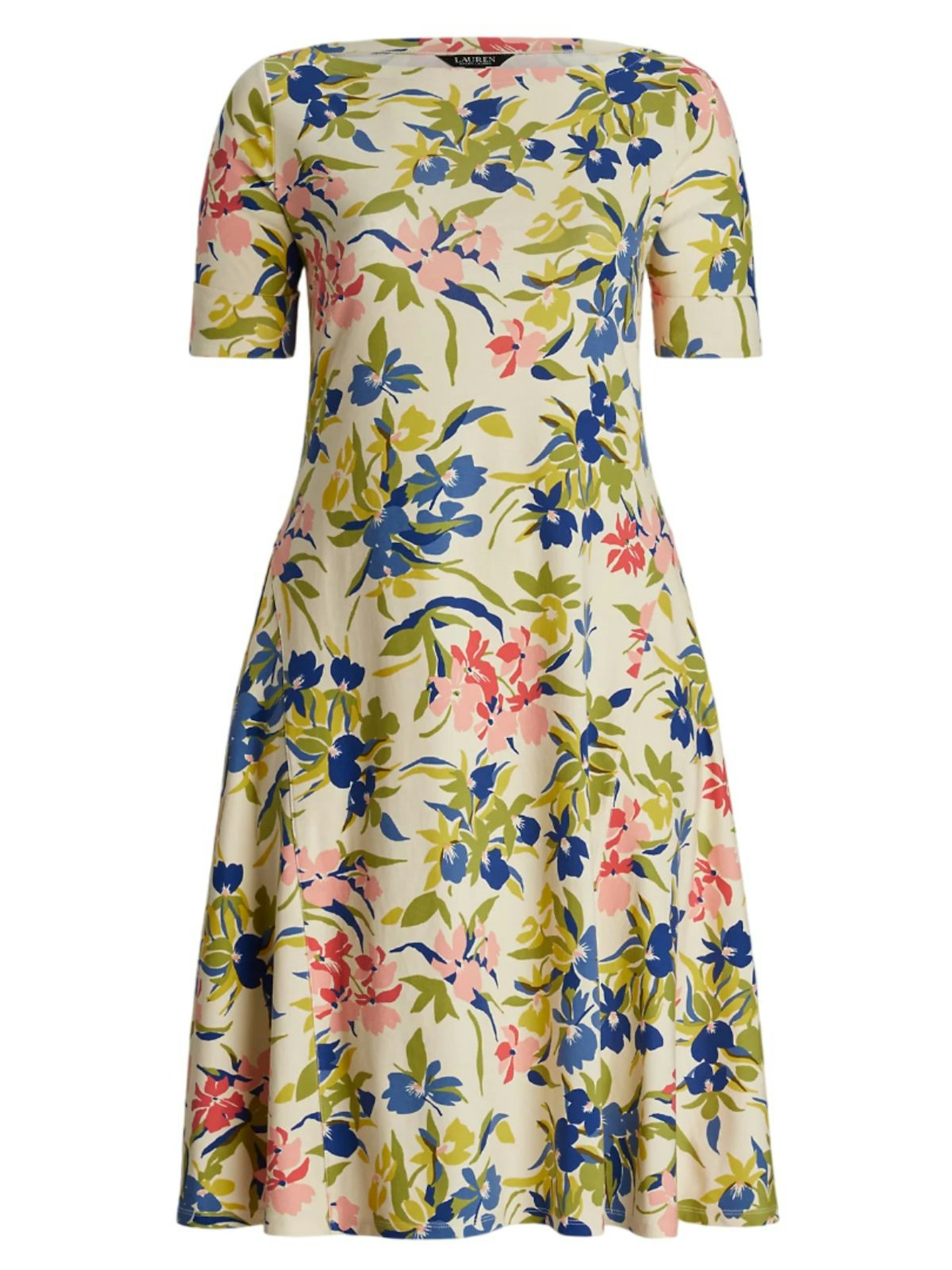 Ralph Lauren Floral Stretch Cotton Midi Dress