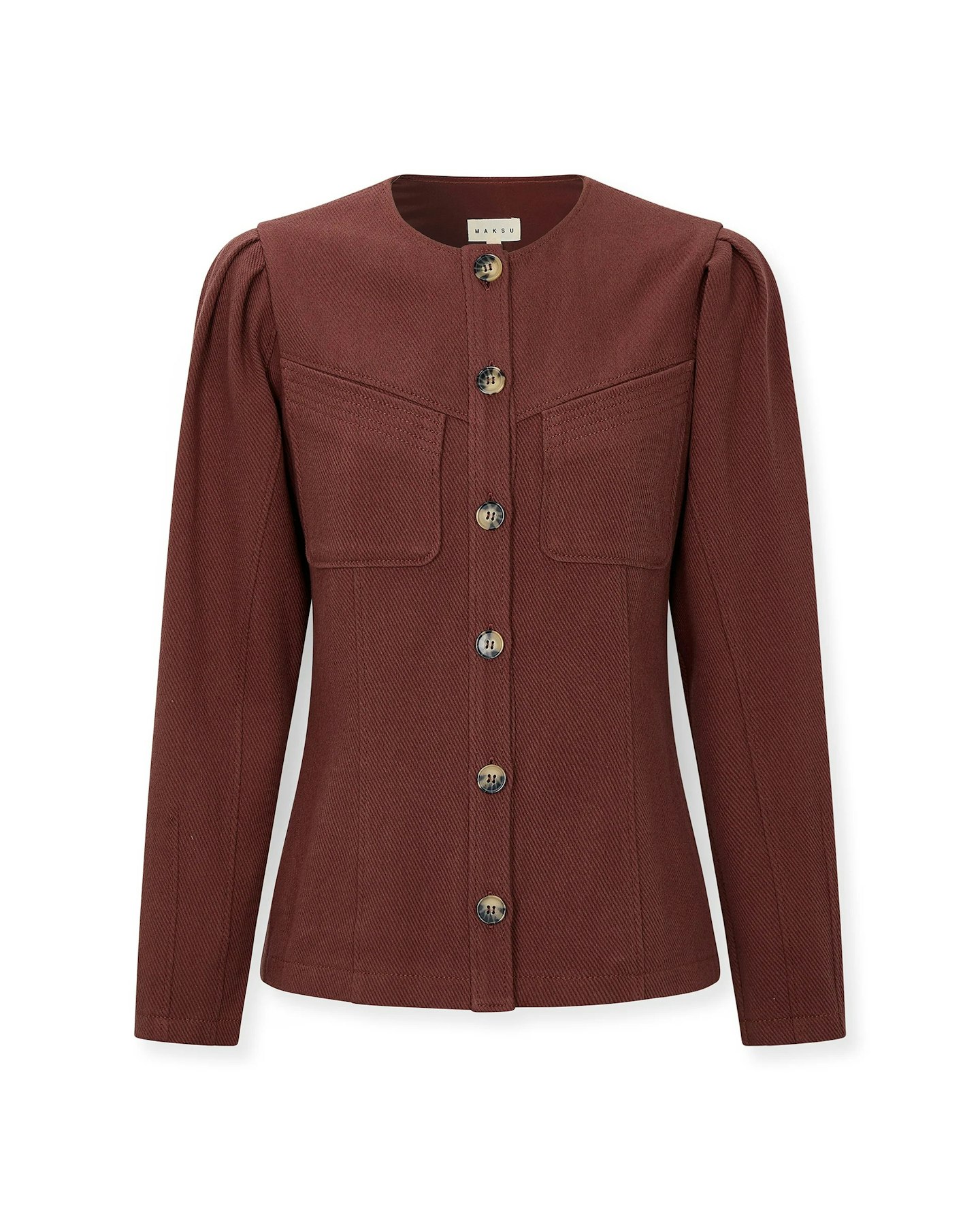 maksu burgundy brown shirt jacket