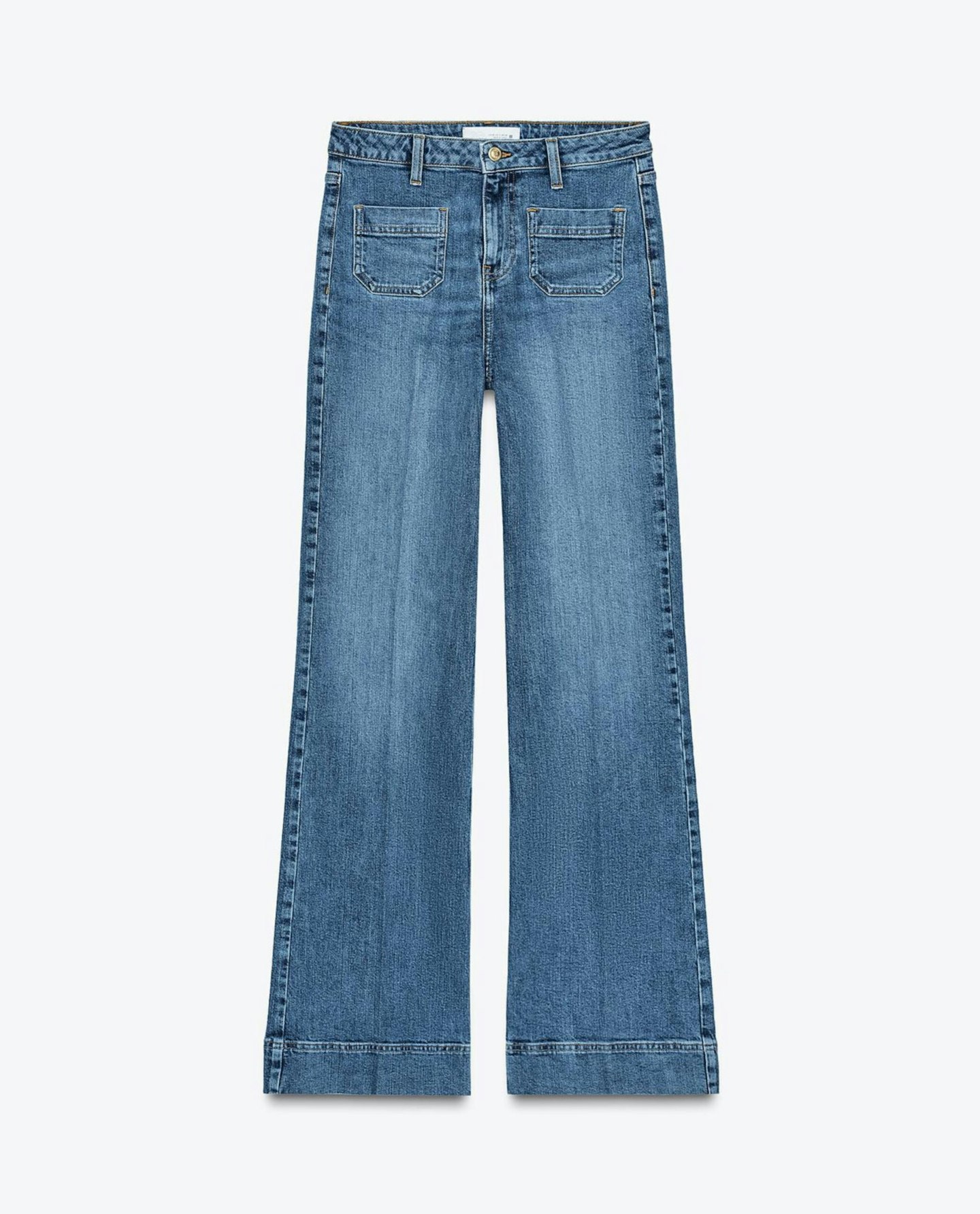 Zara, High Waist Jeans With Patch Pockets 