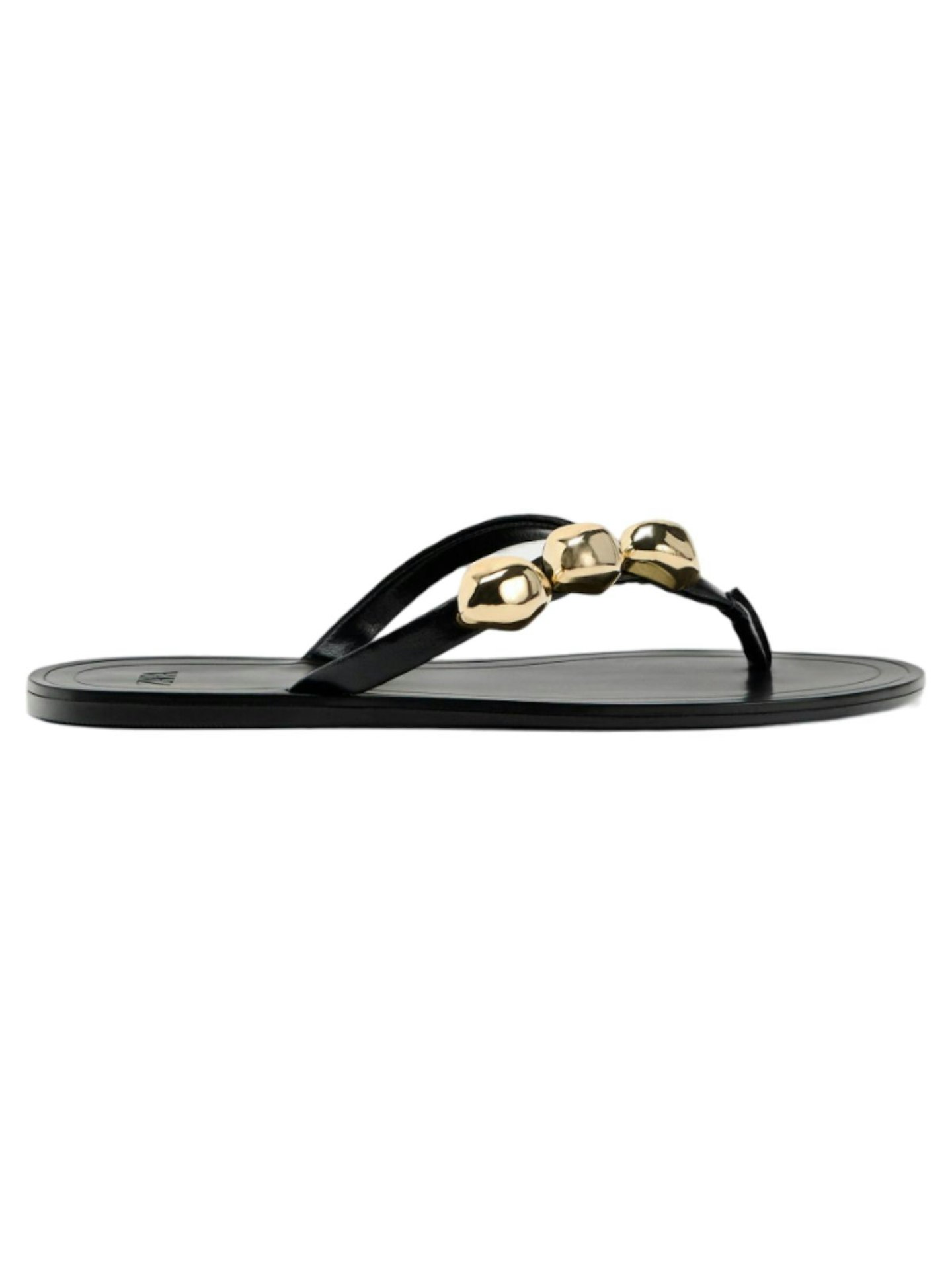 Flat Leather Sandals With Decorative Detail