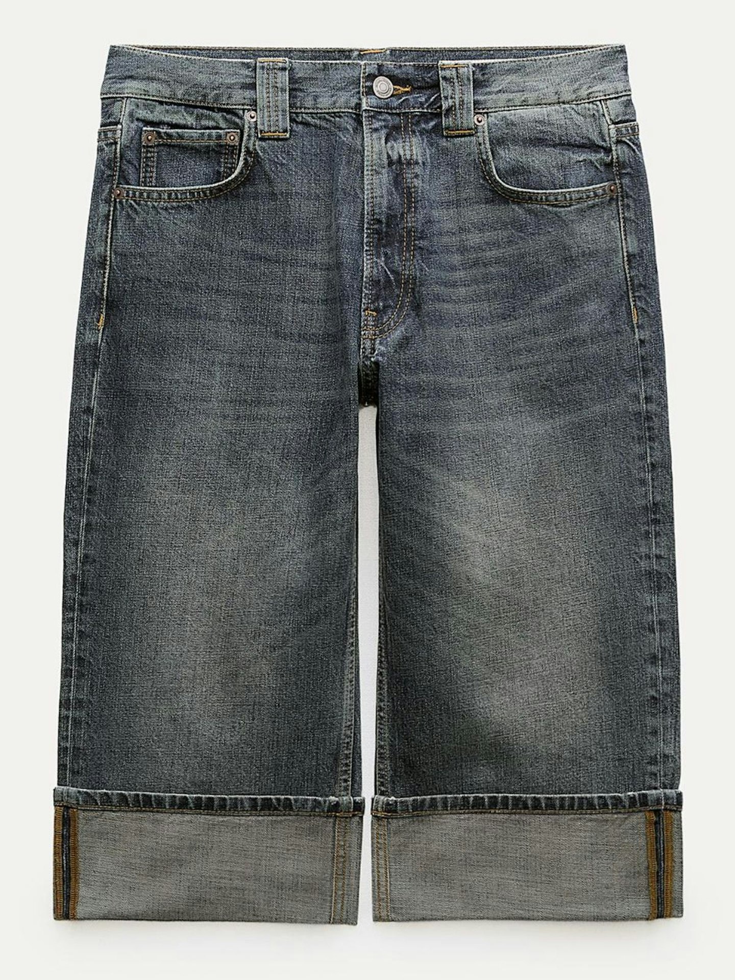 Zara ZW Collection Capri Denim Bermuda Shorts