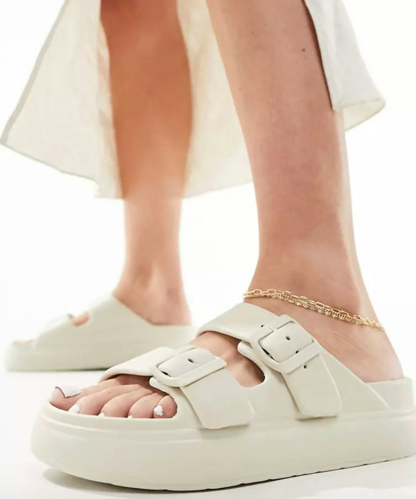 ASOS DESIGN Flatform Double Buckle Sandals 