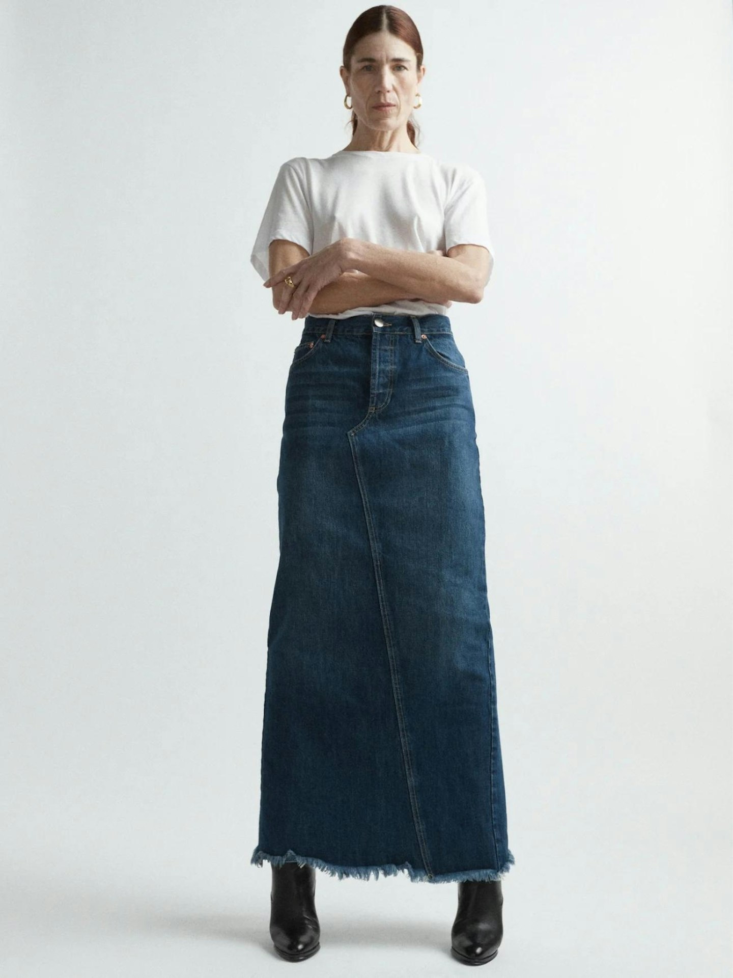 Raey, Split-Back Organic Cotton-Blend Denim Maxi Skirt