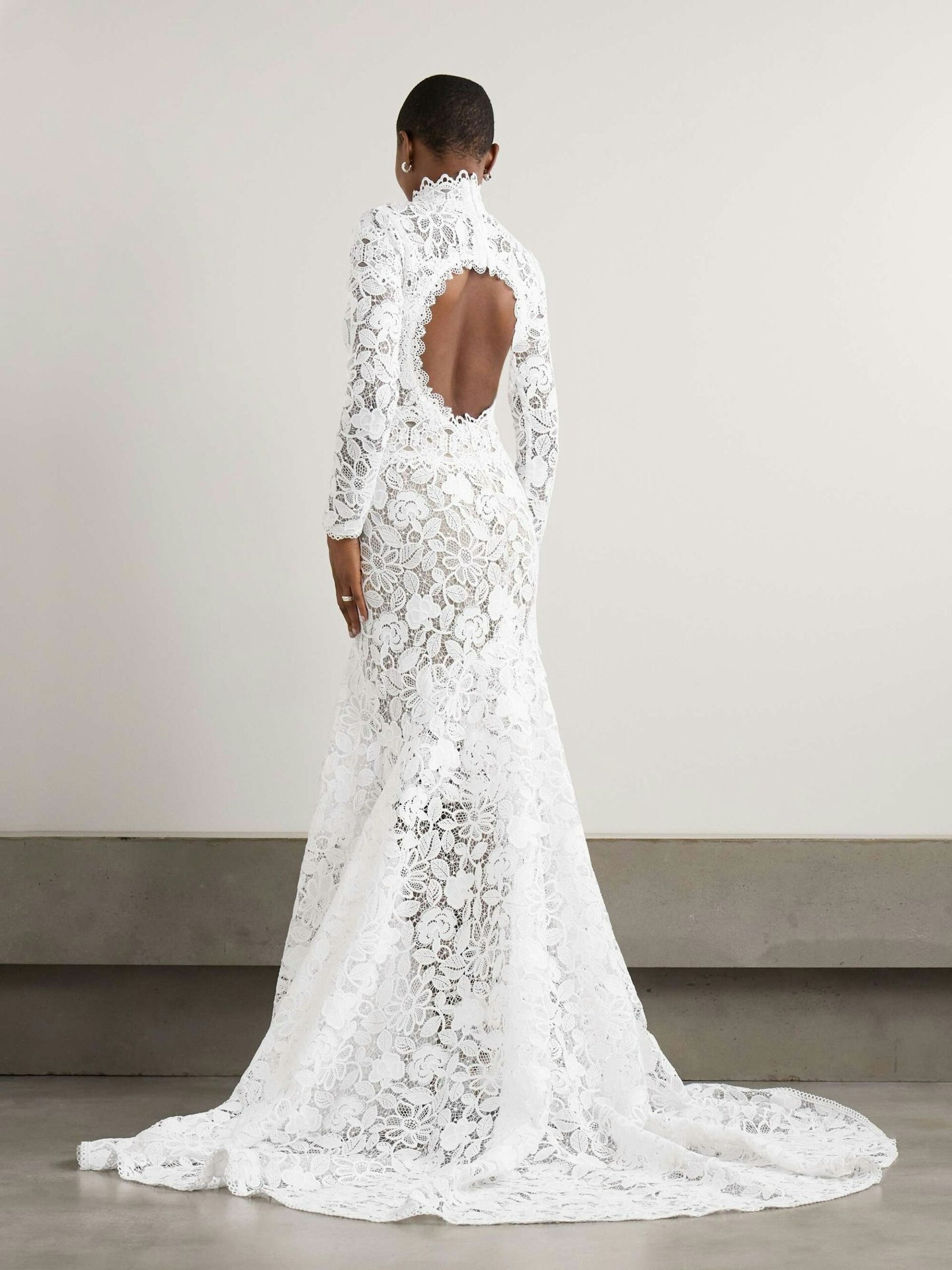Costarellos, Alessa Cut-Out Corded Lace And Tulle Turtleneck Gown