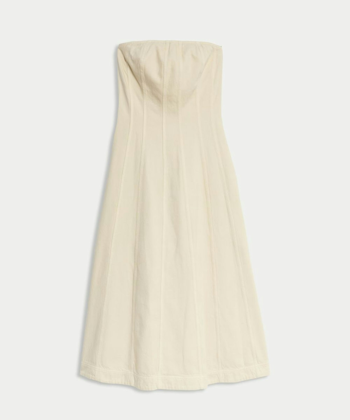 Denim Bandeau Midi Skater Dress