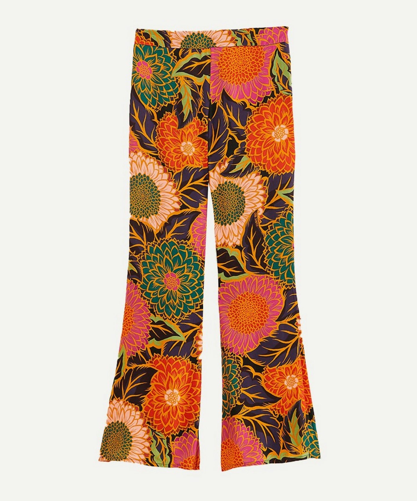Farm Rio, Multicolour Vintage Garden Satin Blouse Flared Trousers