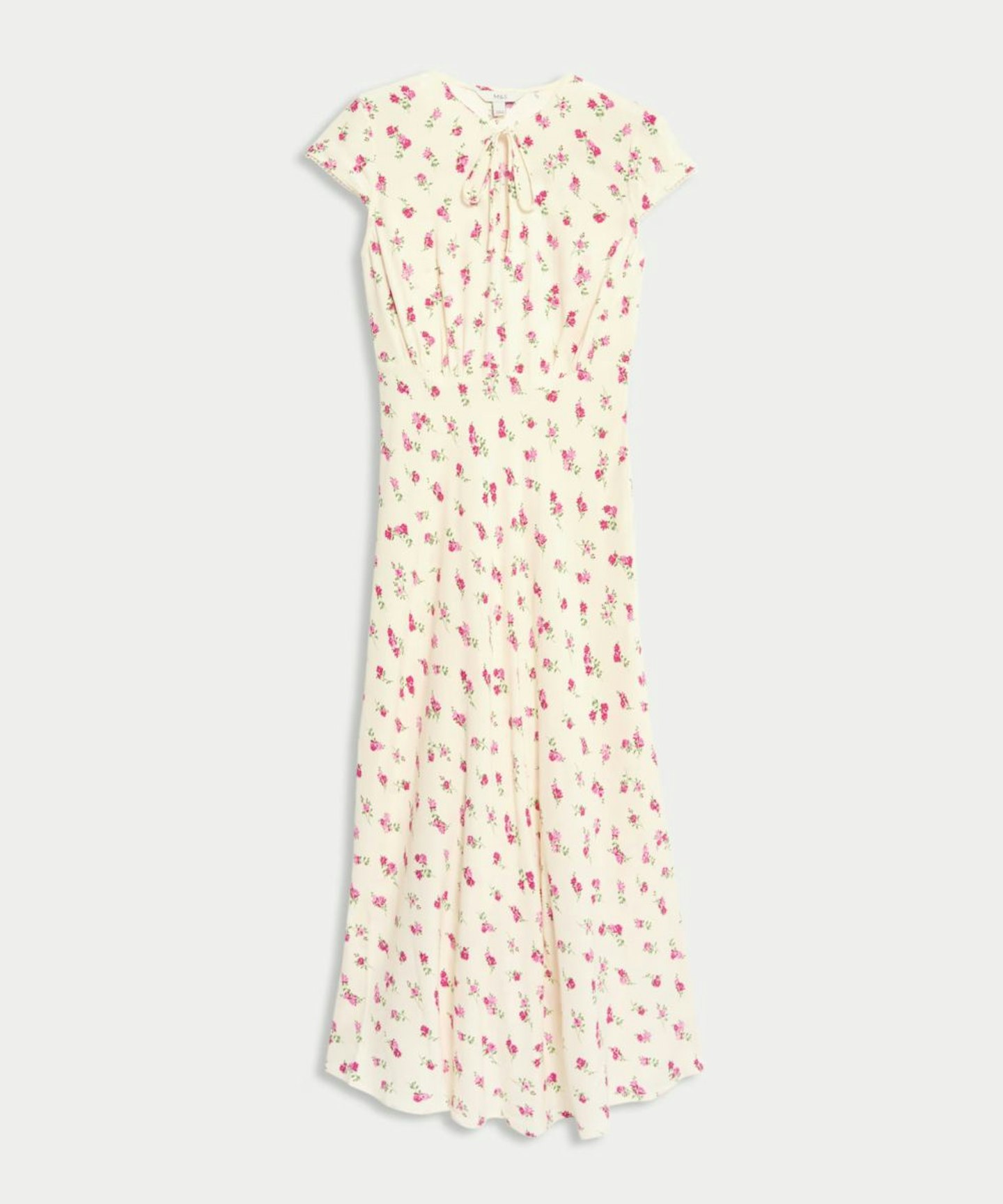 Floral Tie Neck Midaxi Tea Dress