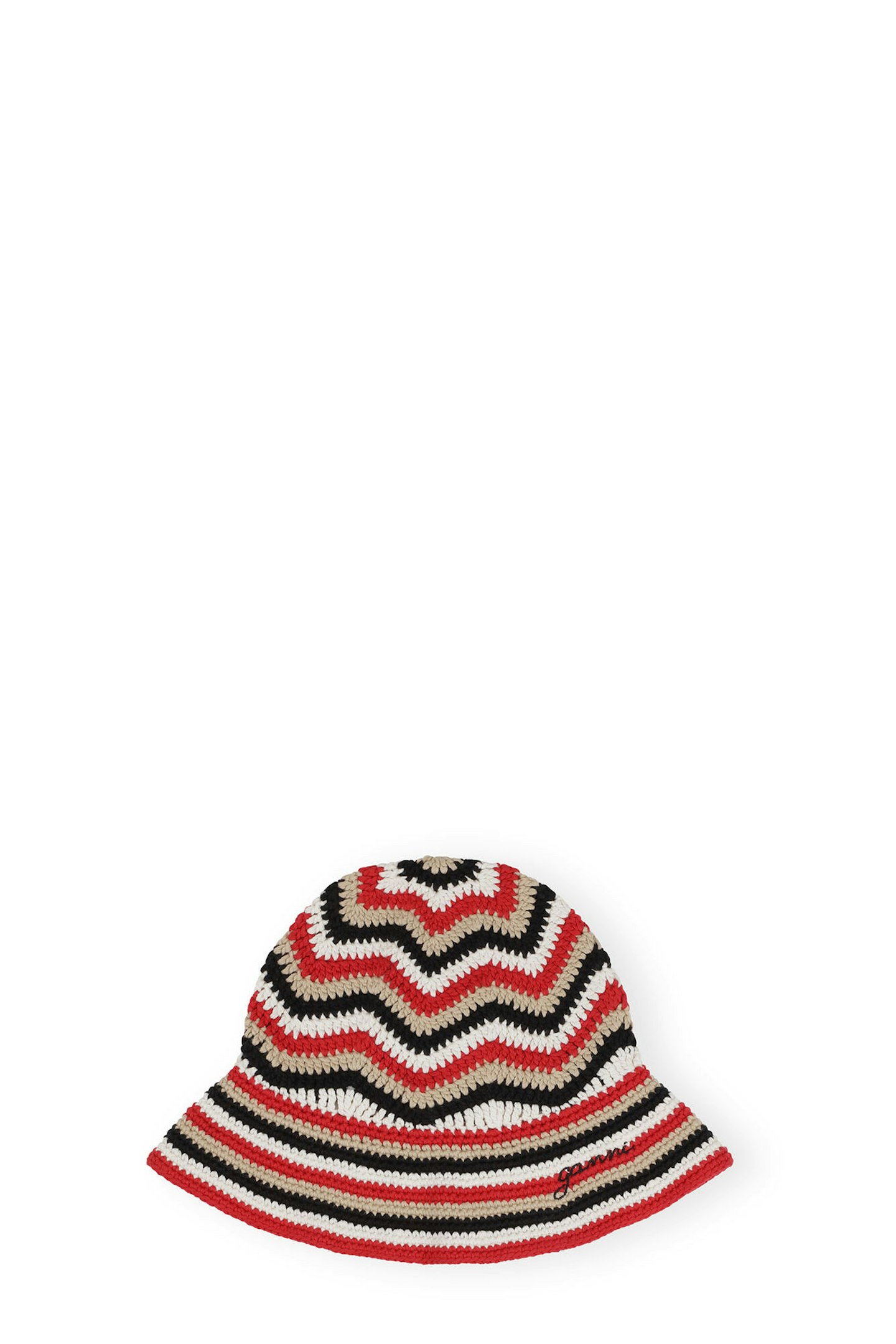 Ganni, Red Cotton Crochet Bucket Hat