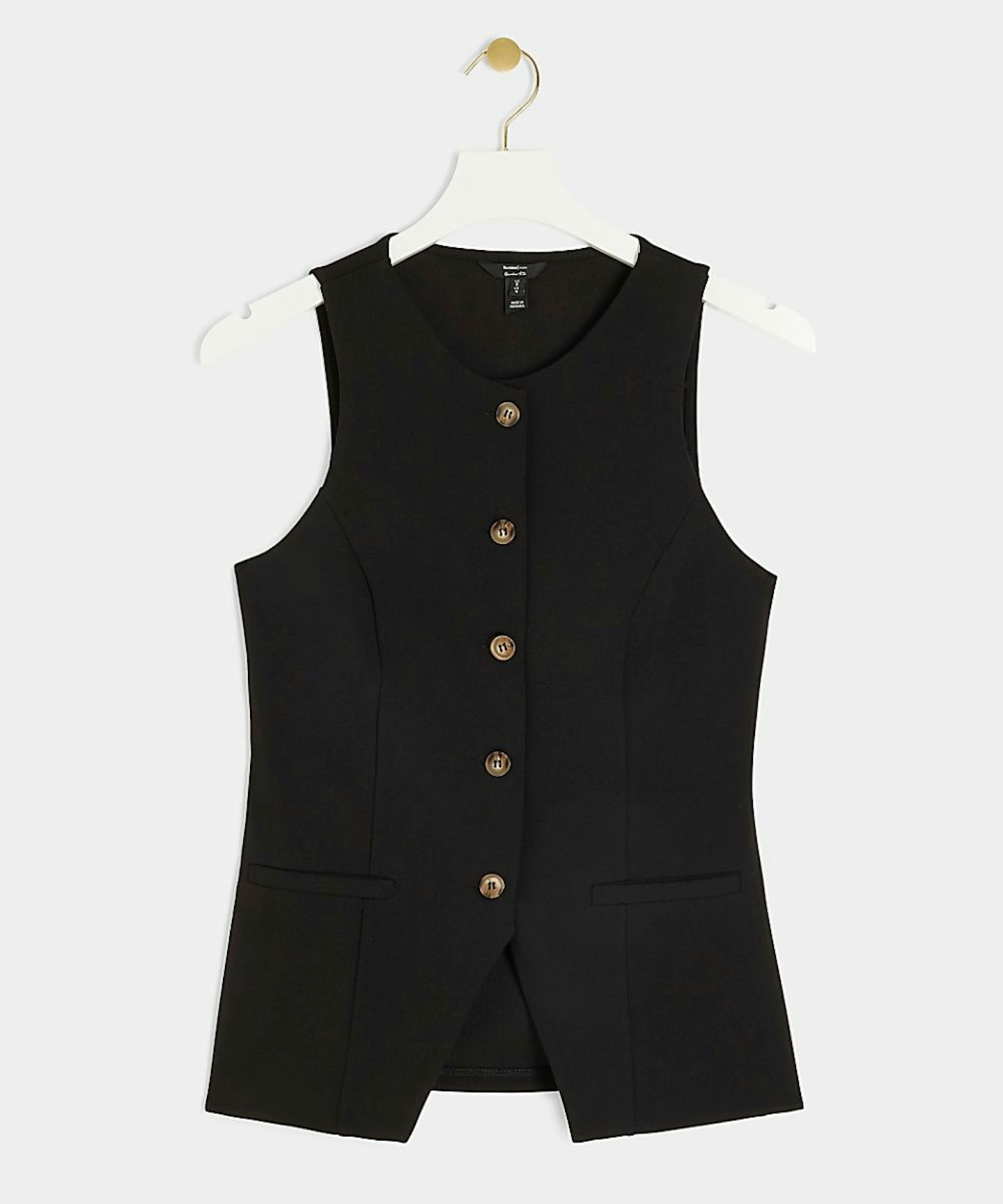 River Island, Black Crew Neck Waistcoat