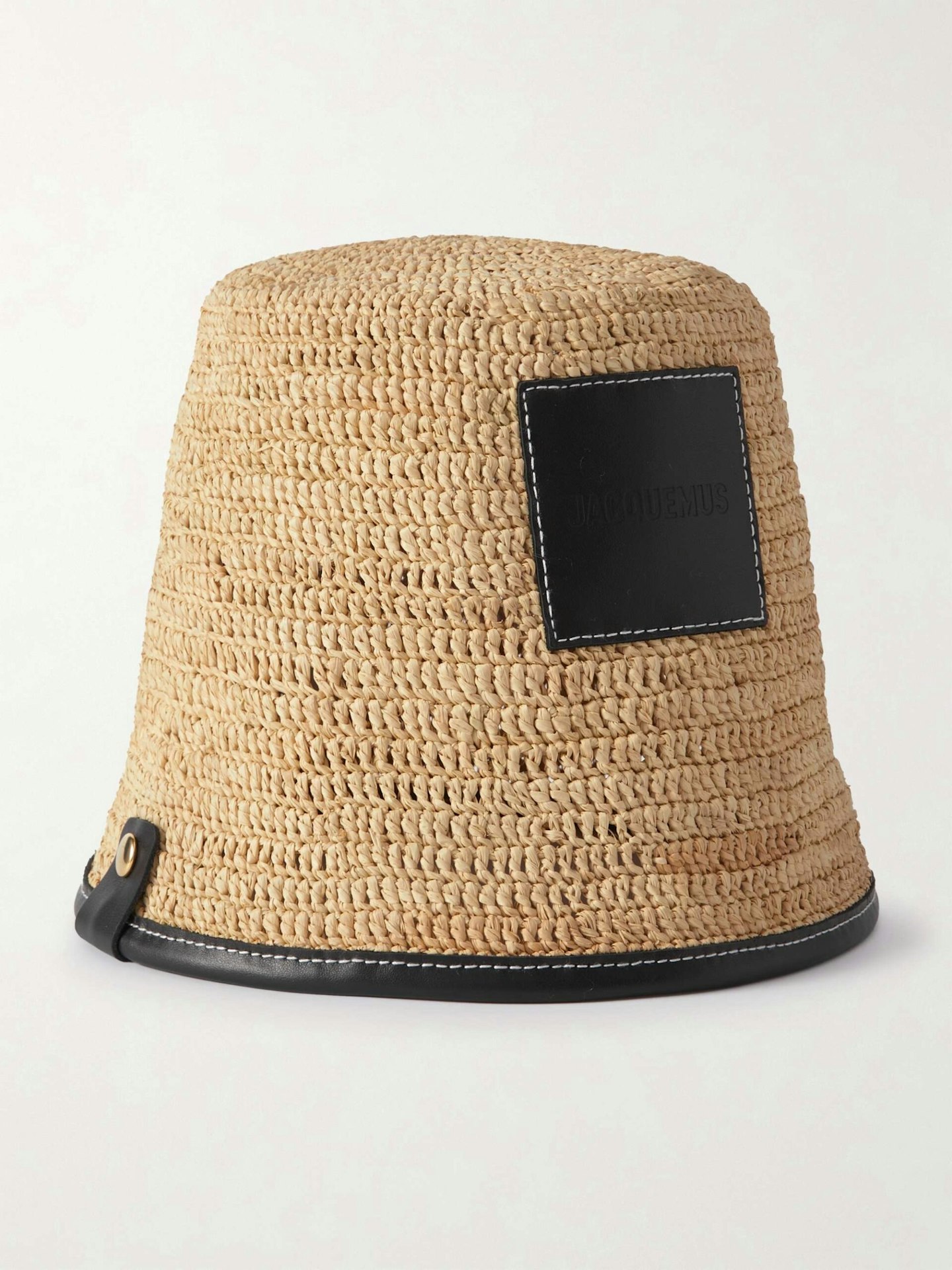 Jacquemus, Le Bob Soli Leather-Trimmed Raffia Bucket Hat