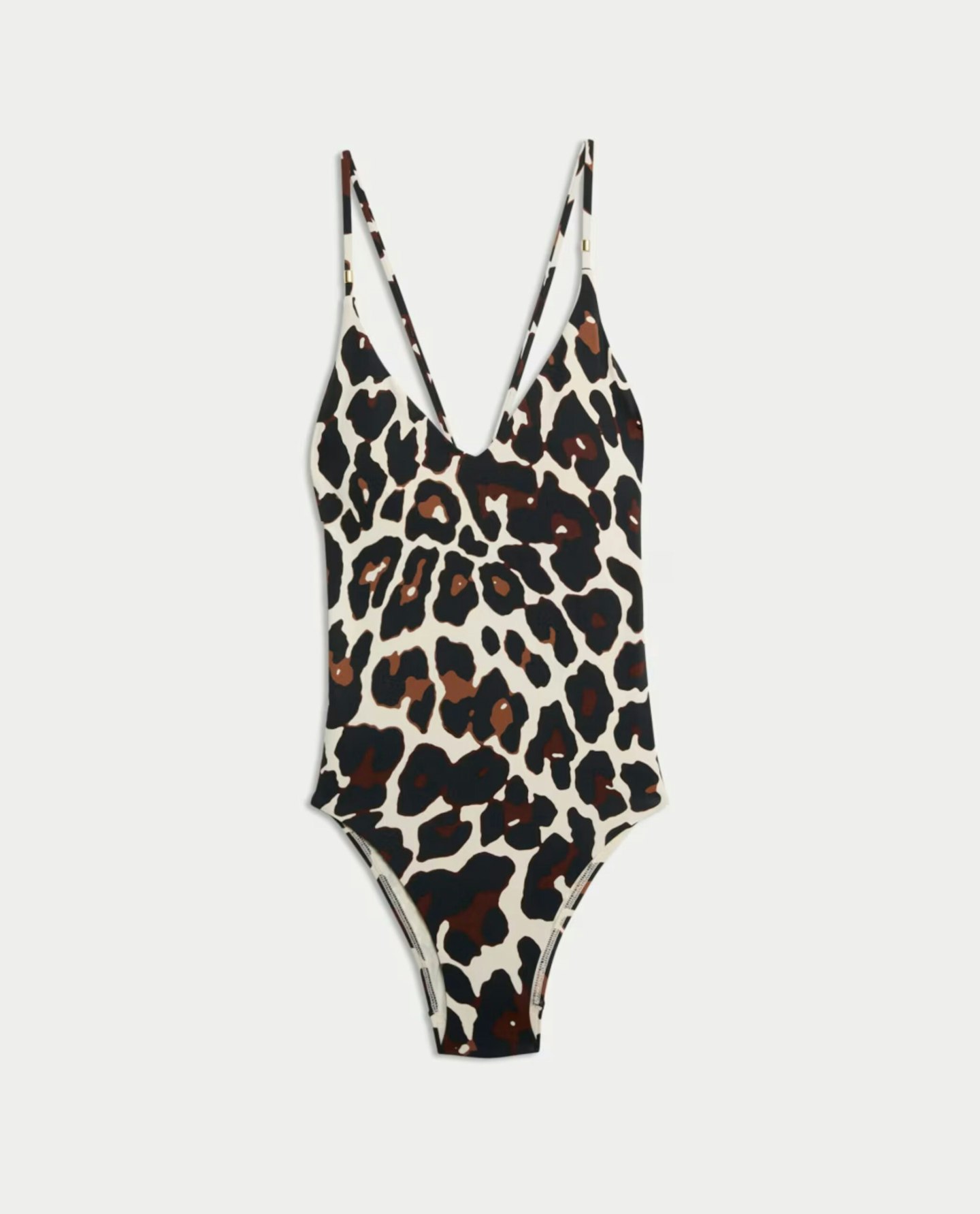 Printed Trim Detail V-Neck Plunge Swimsuit