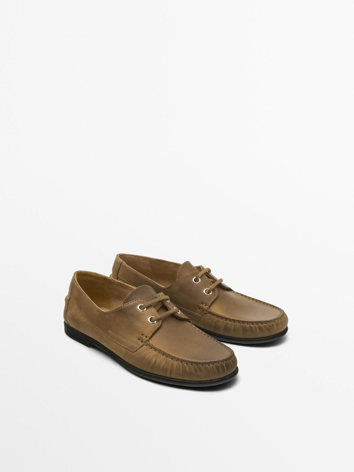 Massimo Dutti, Oiled Leather Deck Shoes