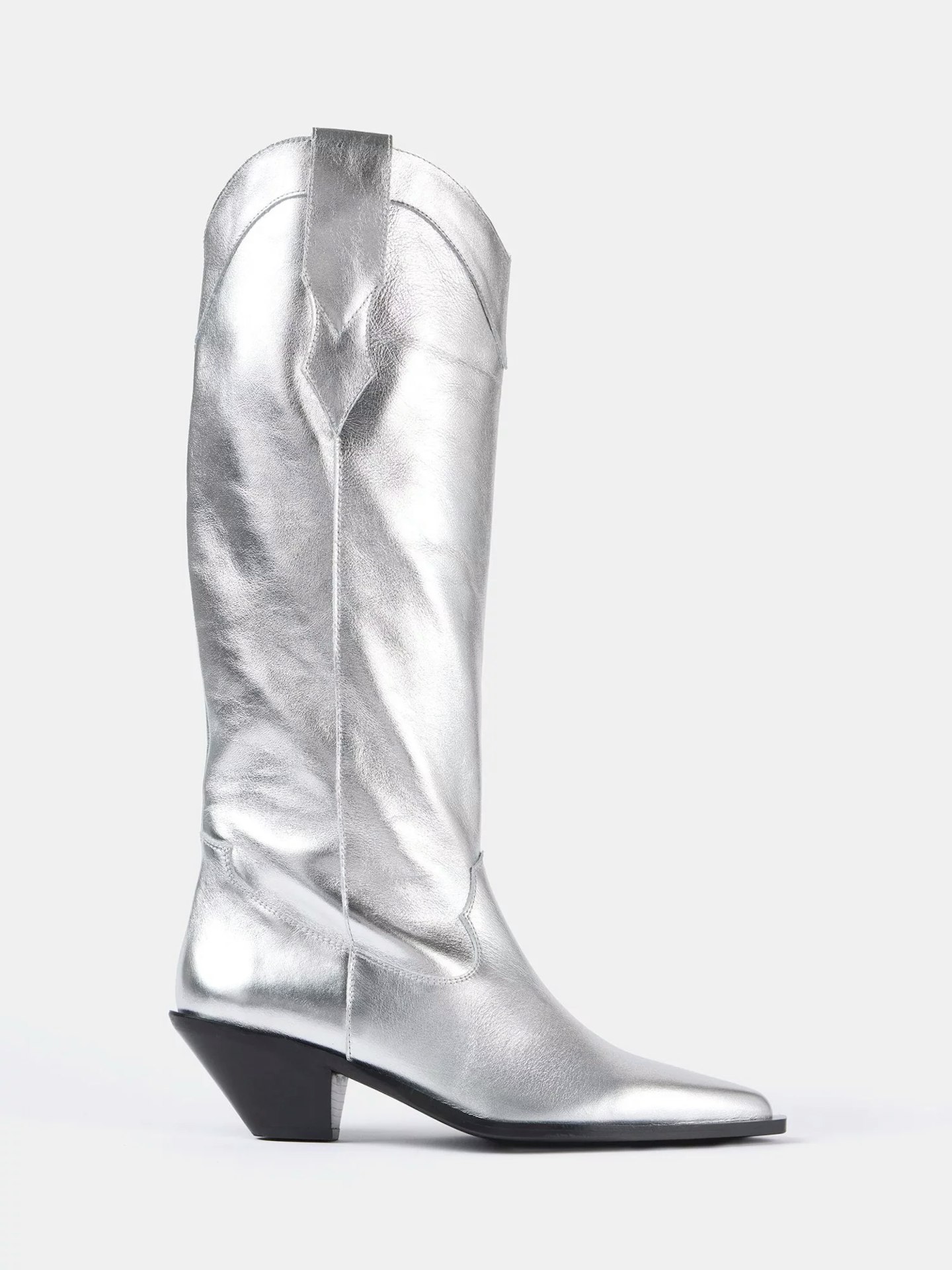 Mint Velvet, Metallic Leather Cowboy Knee Boots