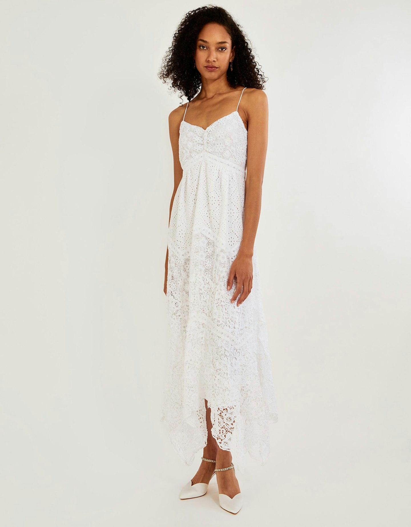 Monsoon, Carla Lace Hanky Hem Bridal Maxi Dress