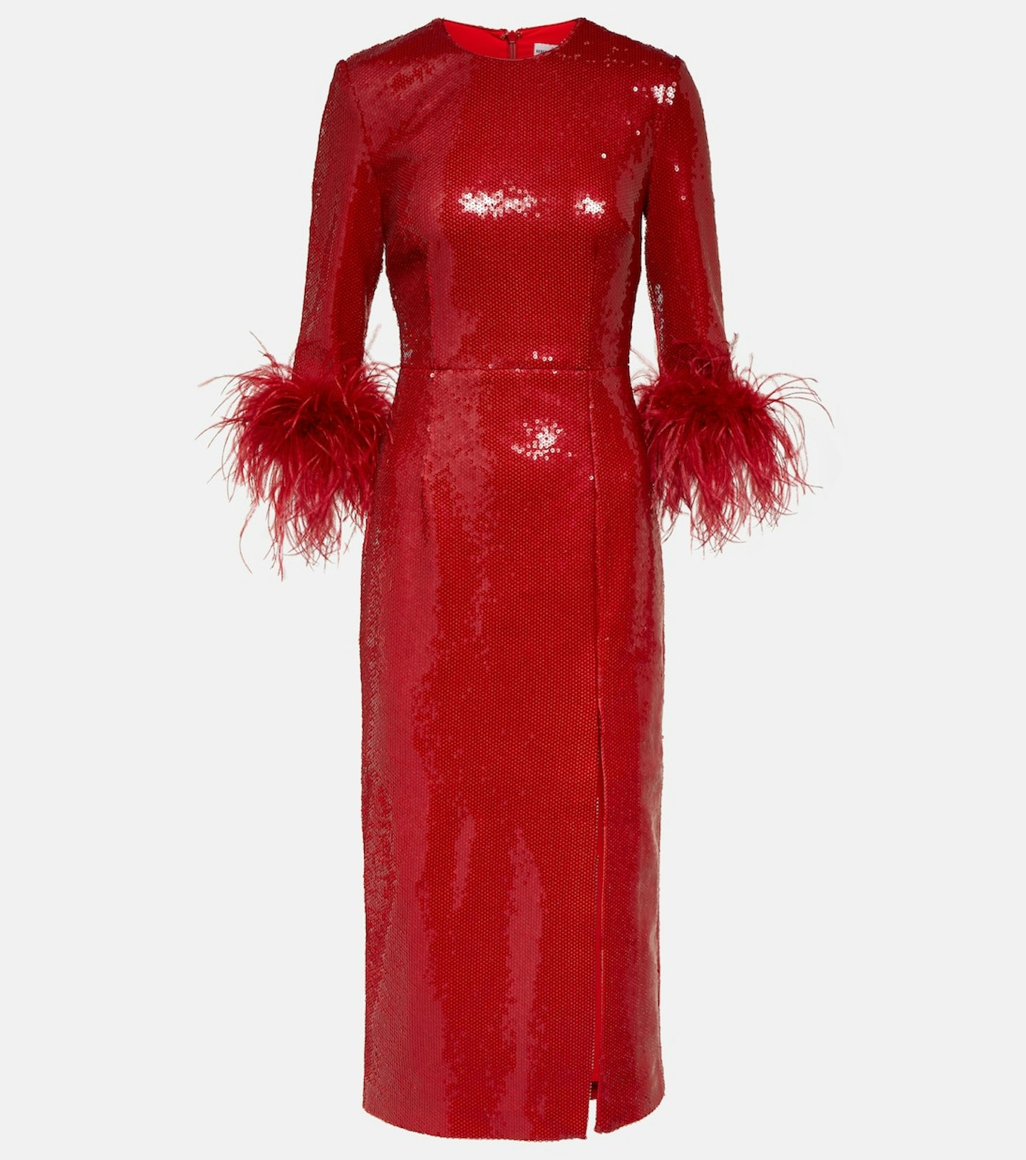 Rebecca Vallance, Nika Feather-Trimmed Sequinned Midi Dress