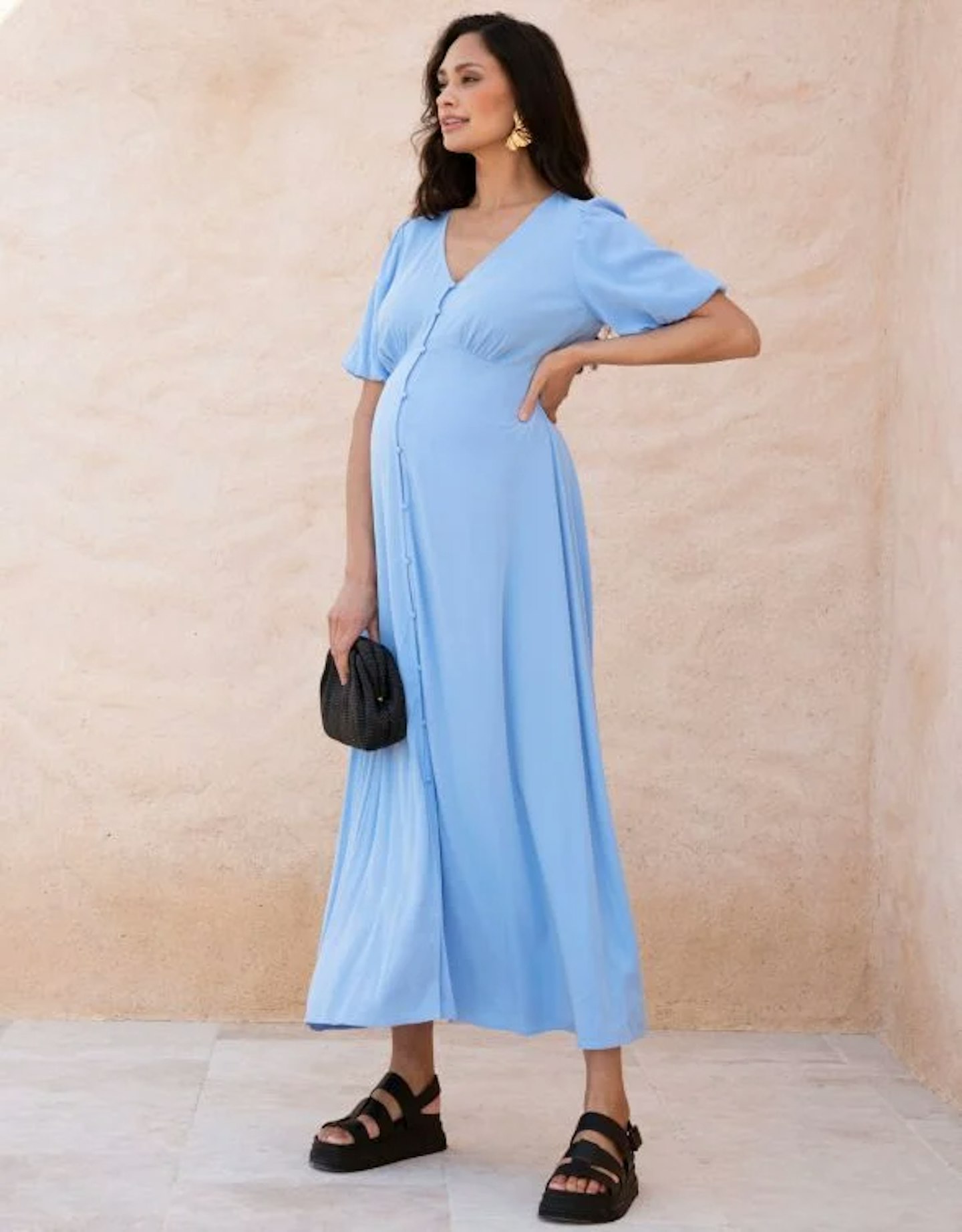 Seraphine Button-Down V-Neck Maternity Dress