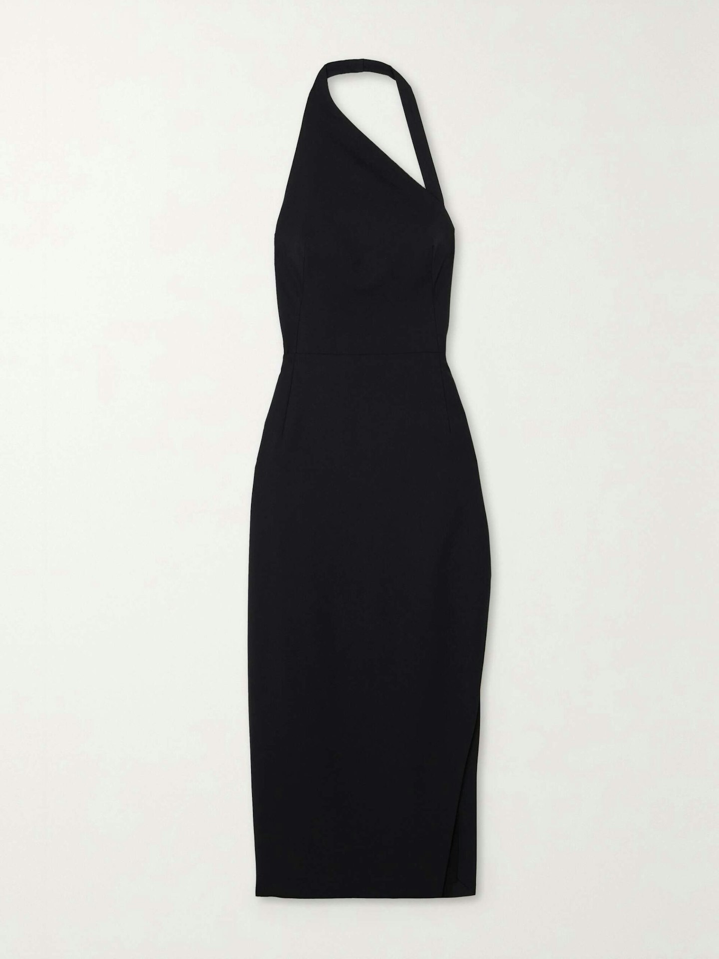St Agni, Hudson Asymmetric Wool-Blend Twill Halter-Neck Midi Dress