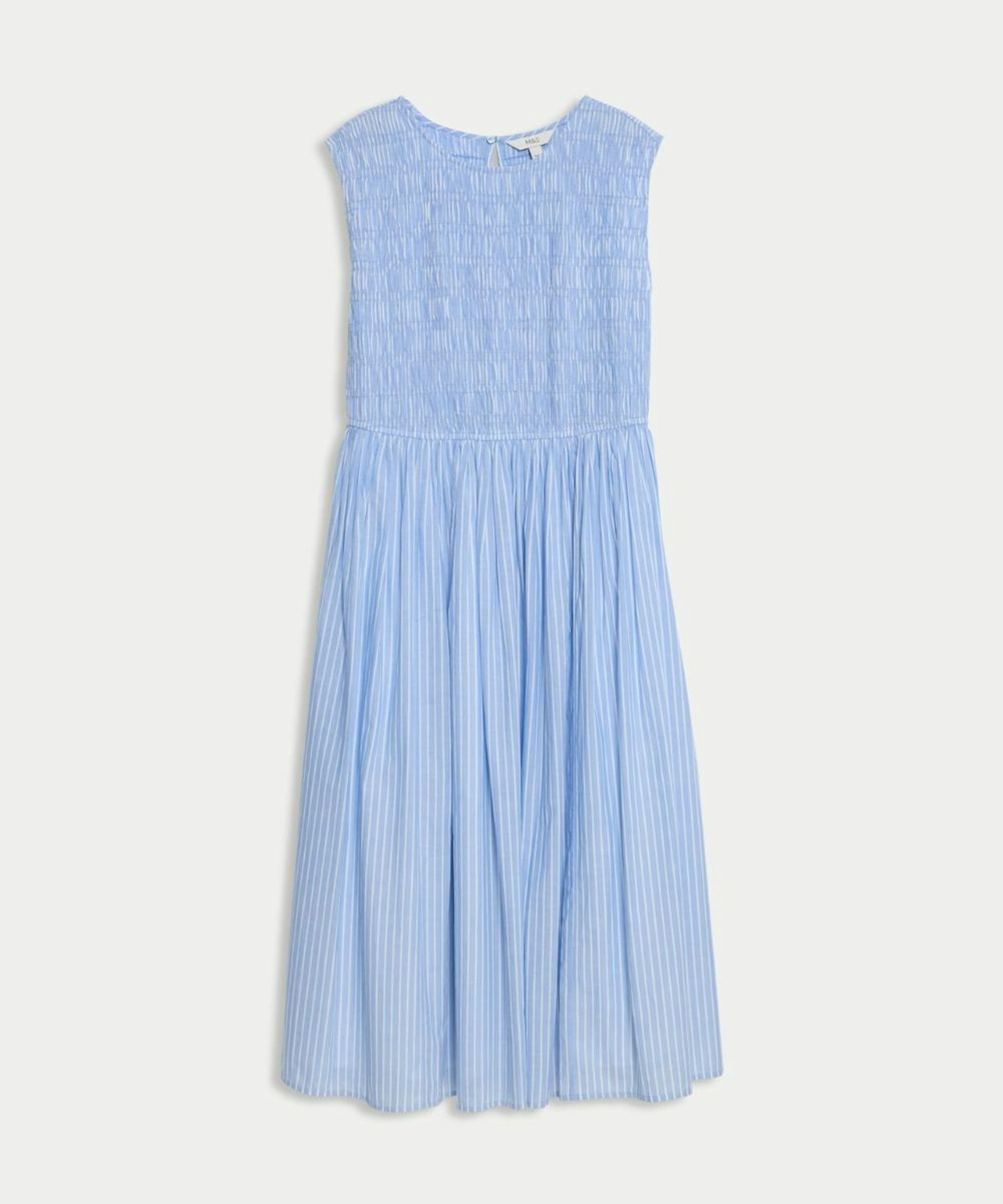 Pure Cotton Striped Midi Waisted Dress