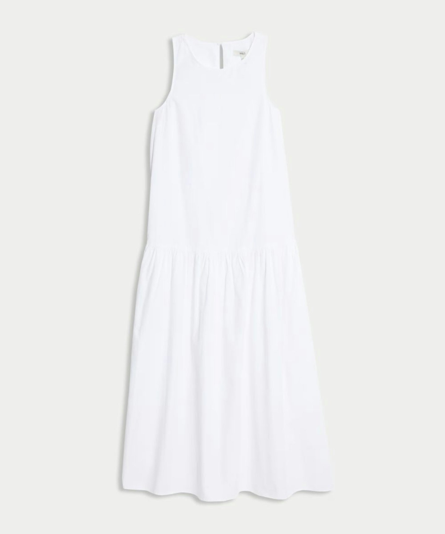 Pure Cotton Midaxi Drop Waist Tiered Dress